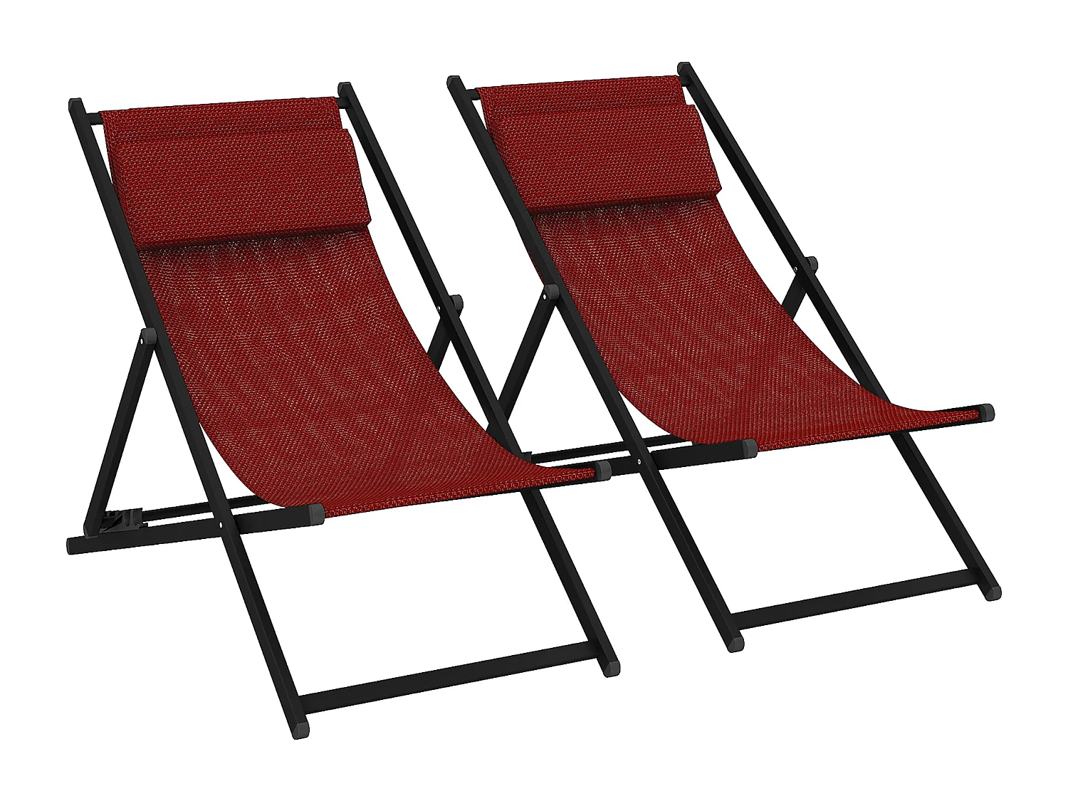 Set 2 sedie poltrona sdraio da esterni in alluminio rosso