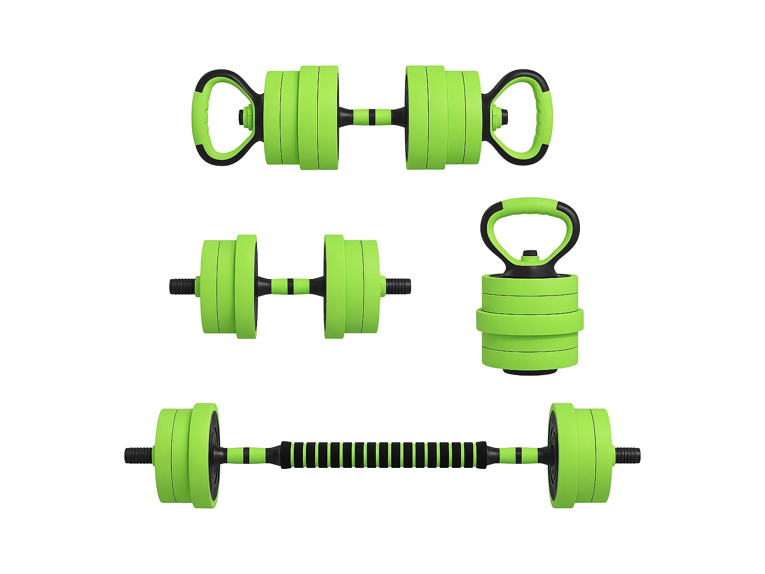 Pesi da palestra set 4 in 1 40kg totali in plastica e sabbia verde