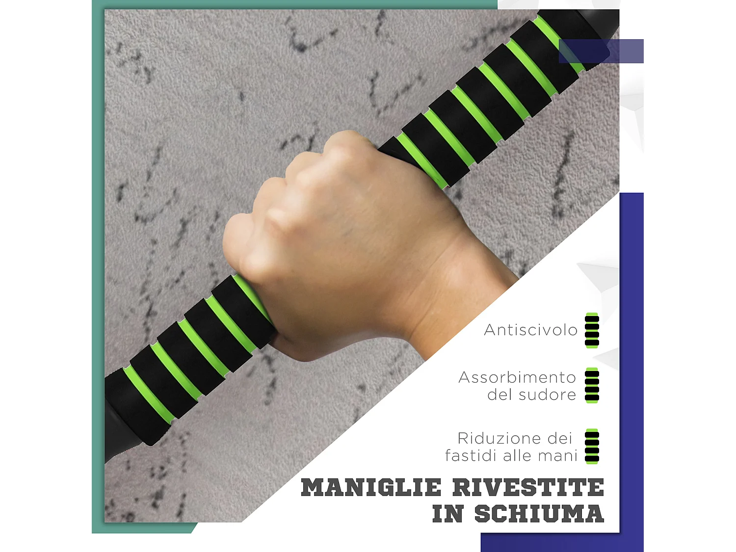 Pesi da palestra set 4 in 1 40kg totali in plastica e sabbia verde