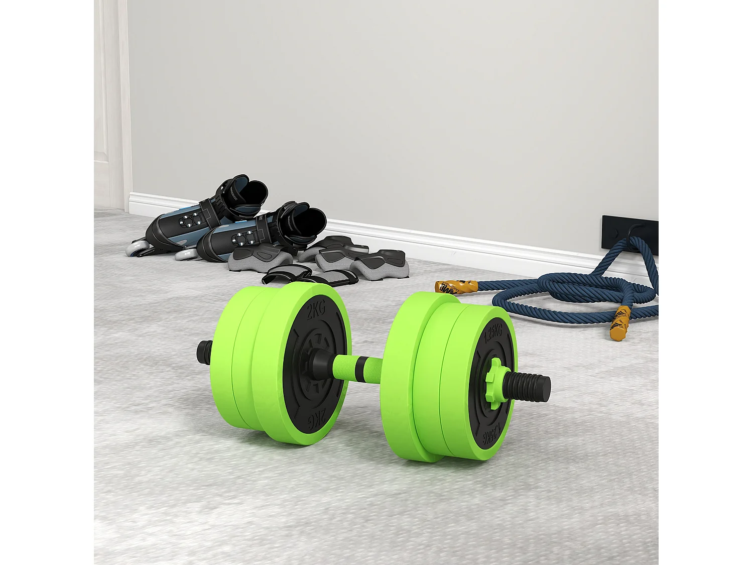 Pesi da palestra set 4 in 1 40kg totali in plastica e sabbia verde