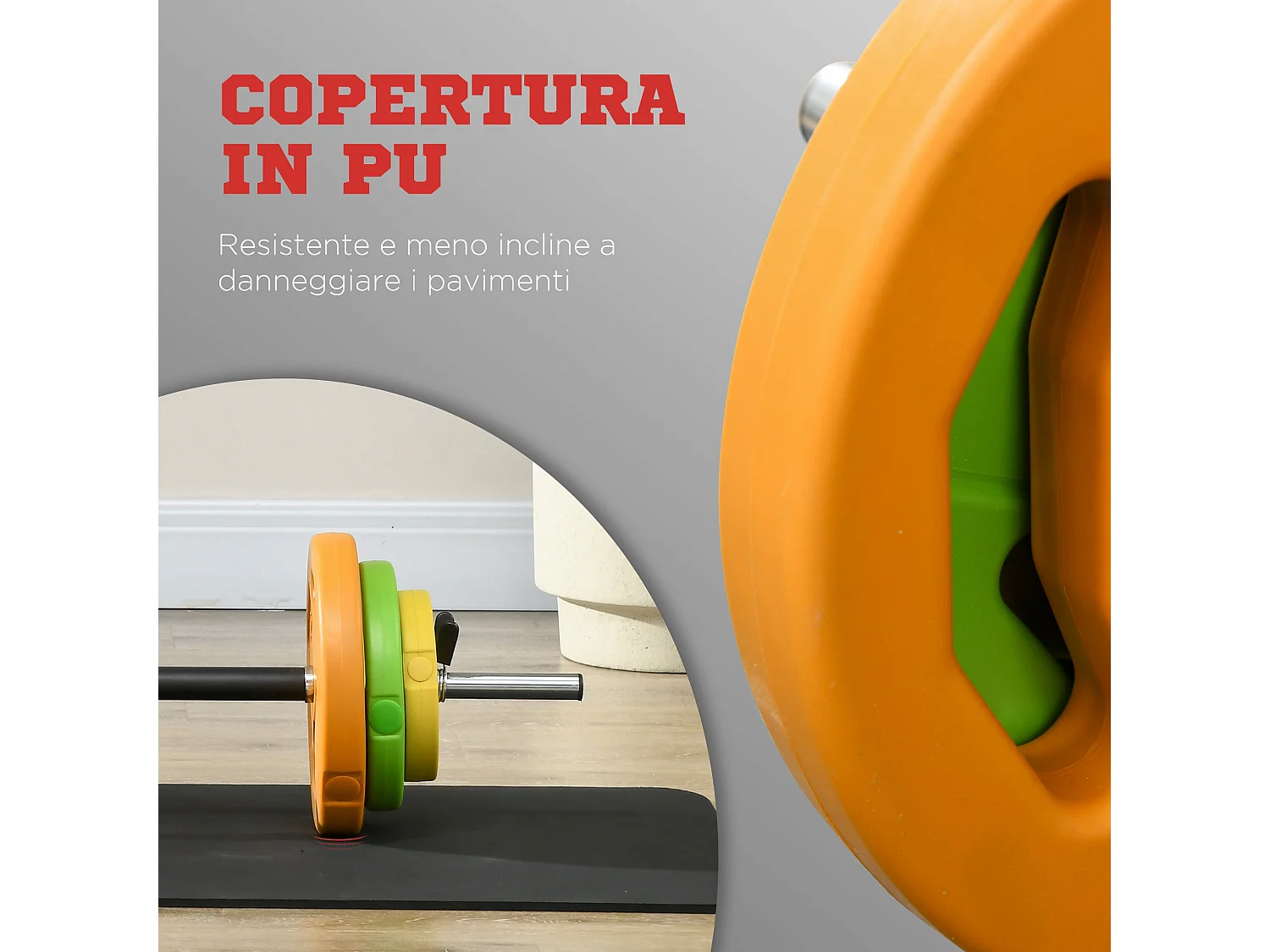 Set bilanciere e dischi da 20 kg totali con 6 pesi multicolore