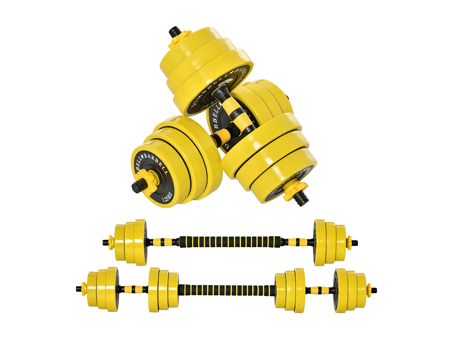 Bilanciere e manubrio 20 kg, componibile e 2 in 1, per casa/palestra