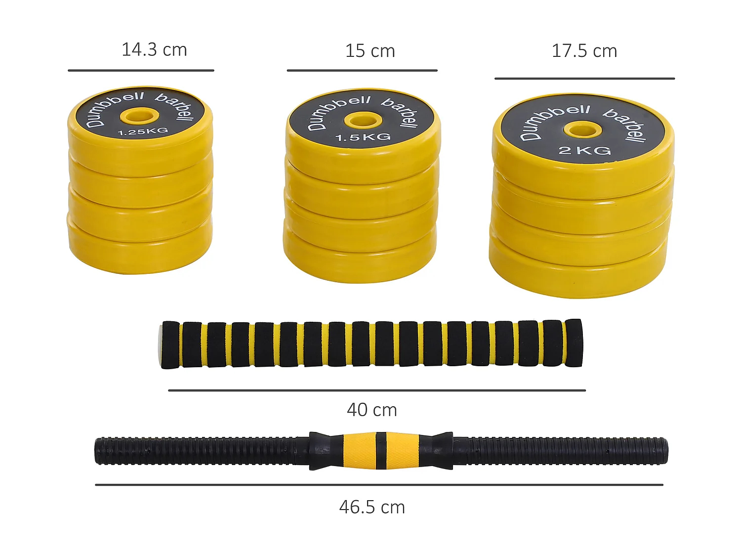 Bilanciere e manubrio 20 kg, componibile e 2 in 1, per casa/palestra