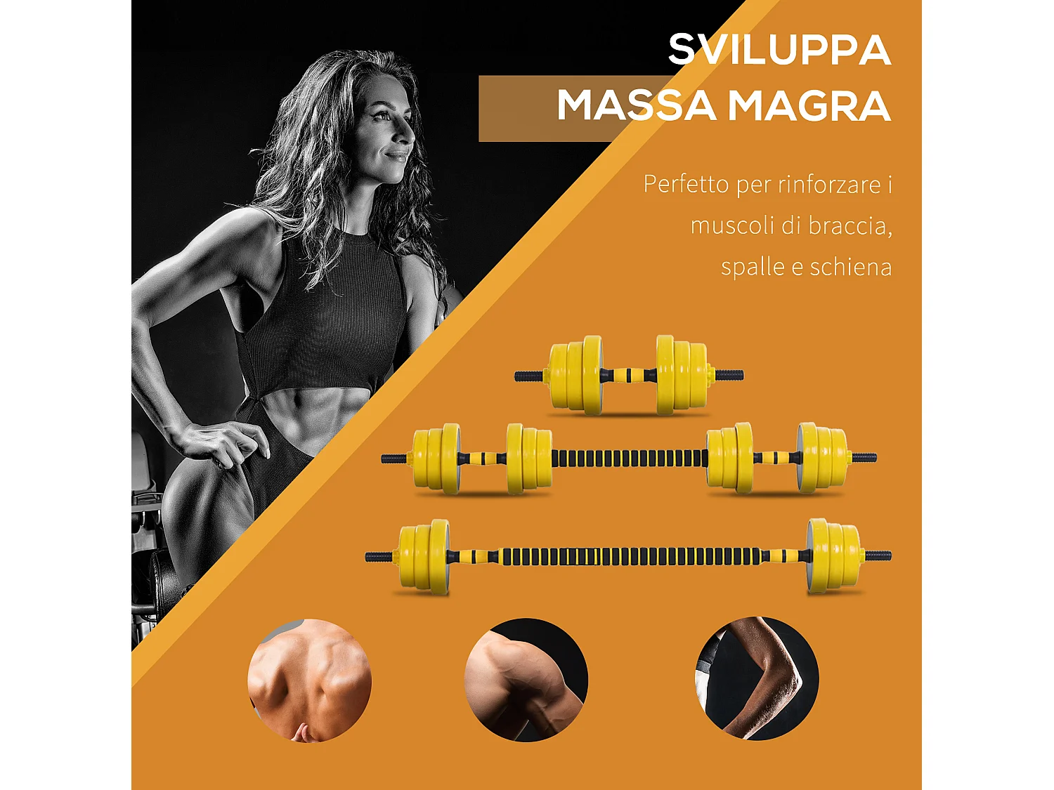 Bilanciere e manubrio 20 kg, componibile e 2 in 1, per casa/palestra