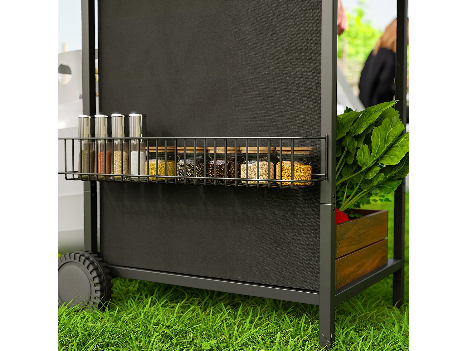 Barbecue a gas con coperchio ruote e 4 bruciatori nero