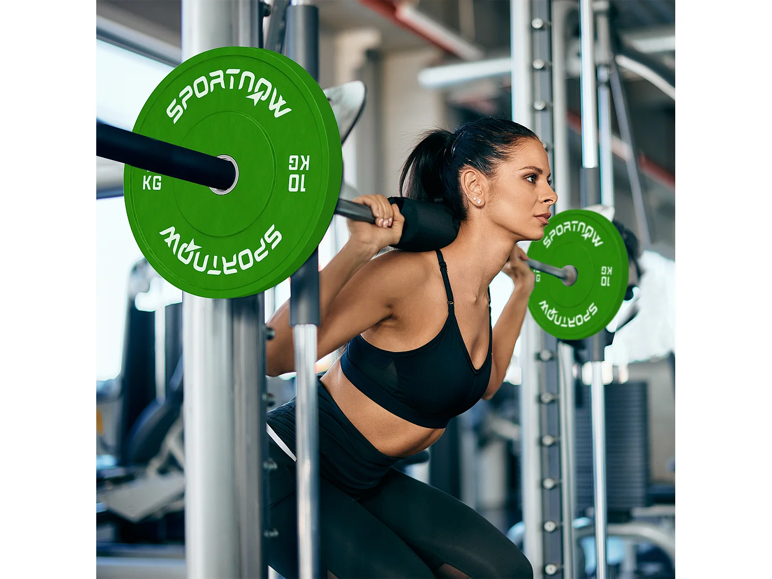 Set 2 dischi pesi 10kg in gomma foro 5cm per manubri e bilancieri verde