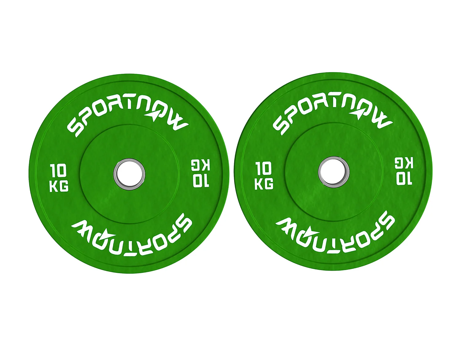 Set 2 dischi pesi 10kg in gomma foro 5cm per manubri e bilancieri verde