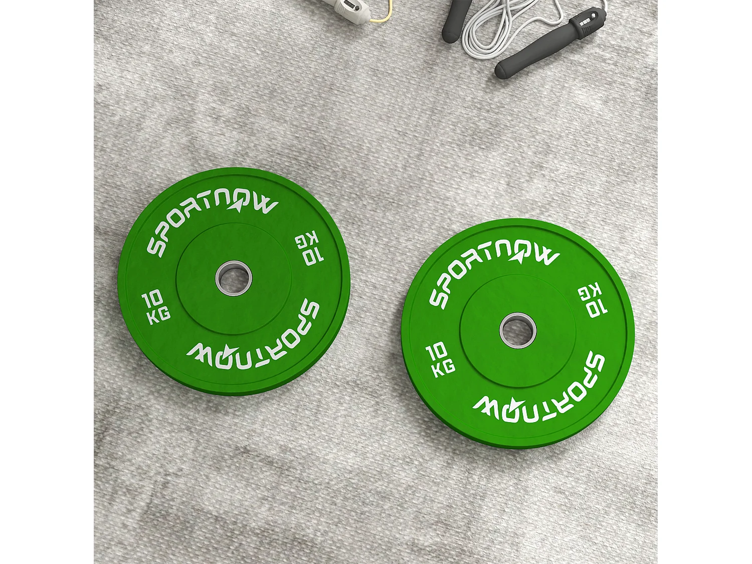 Set 2 dischi pesi 10kg in gomma foro 5cm per manubri e bilancieri verde