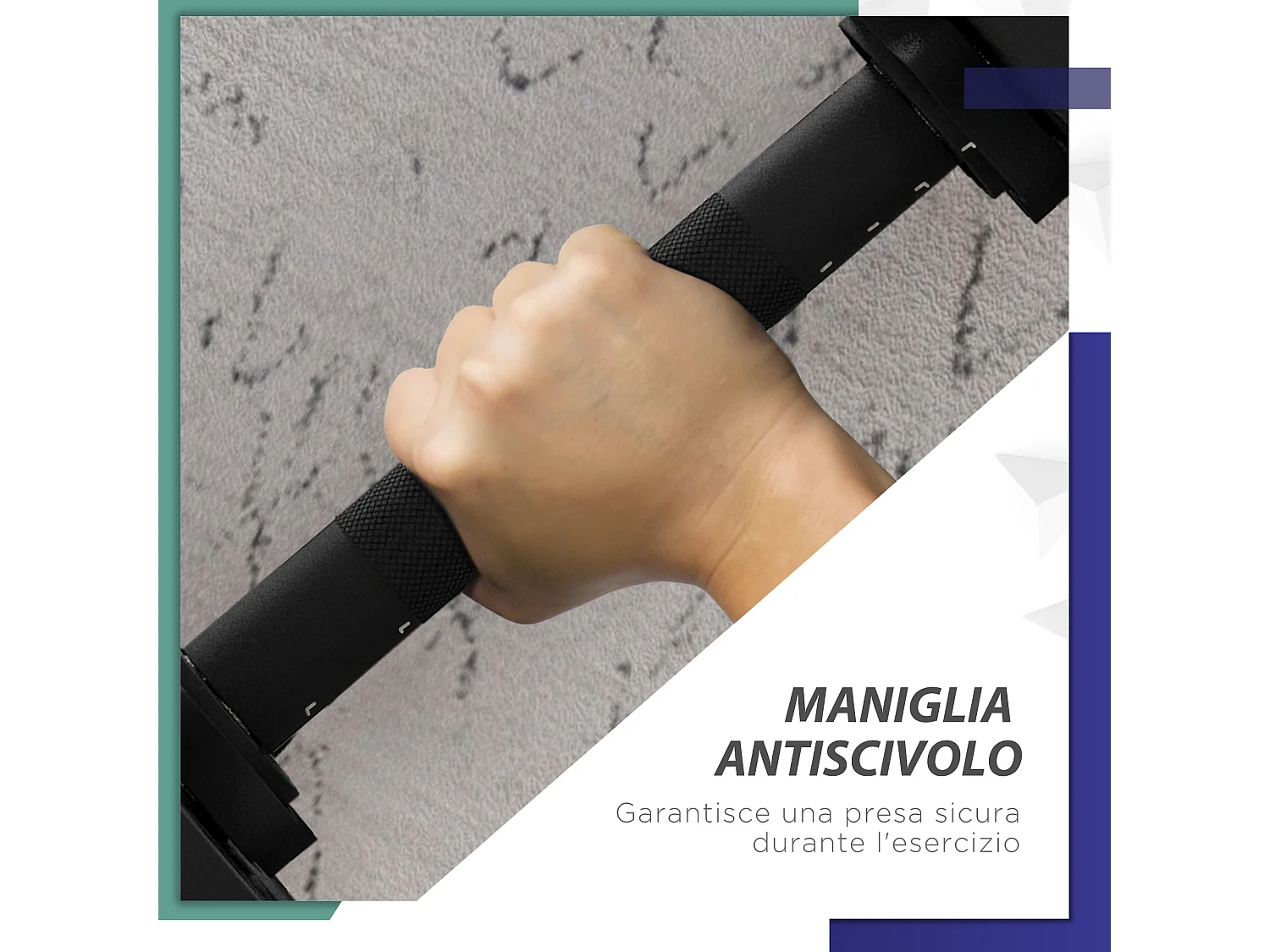 Set 2 in1 con 2 manubri convertibili in bilanciere peso totale 20kg