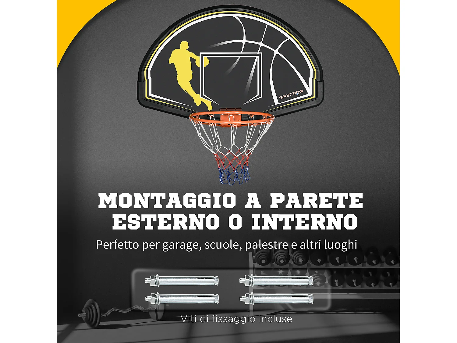 Canestro basket per bambini e adulti da indoor outdoor in acciaio e pe