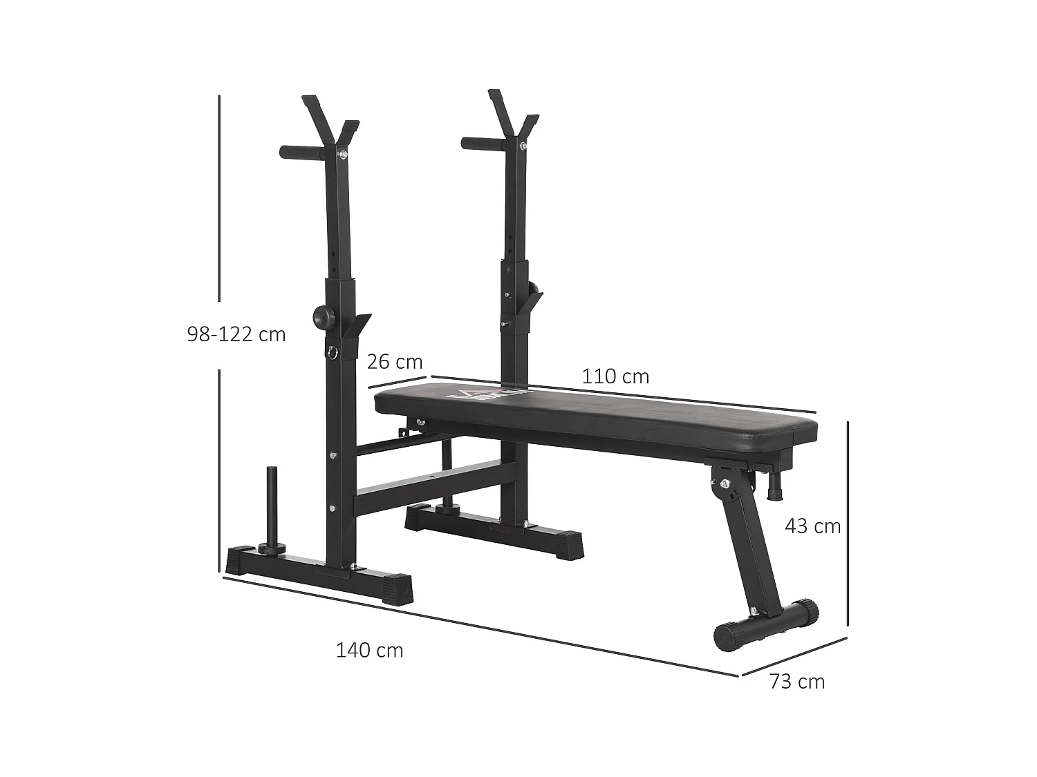 Panca pesi pieghevole e multiuso con 8 altezze regolabili in acciaio e pu