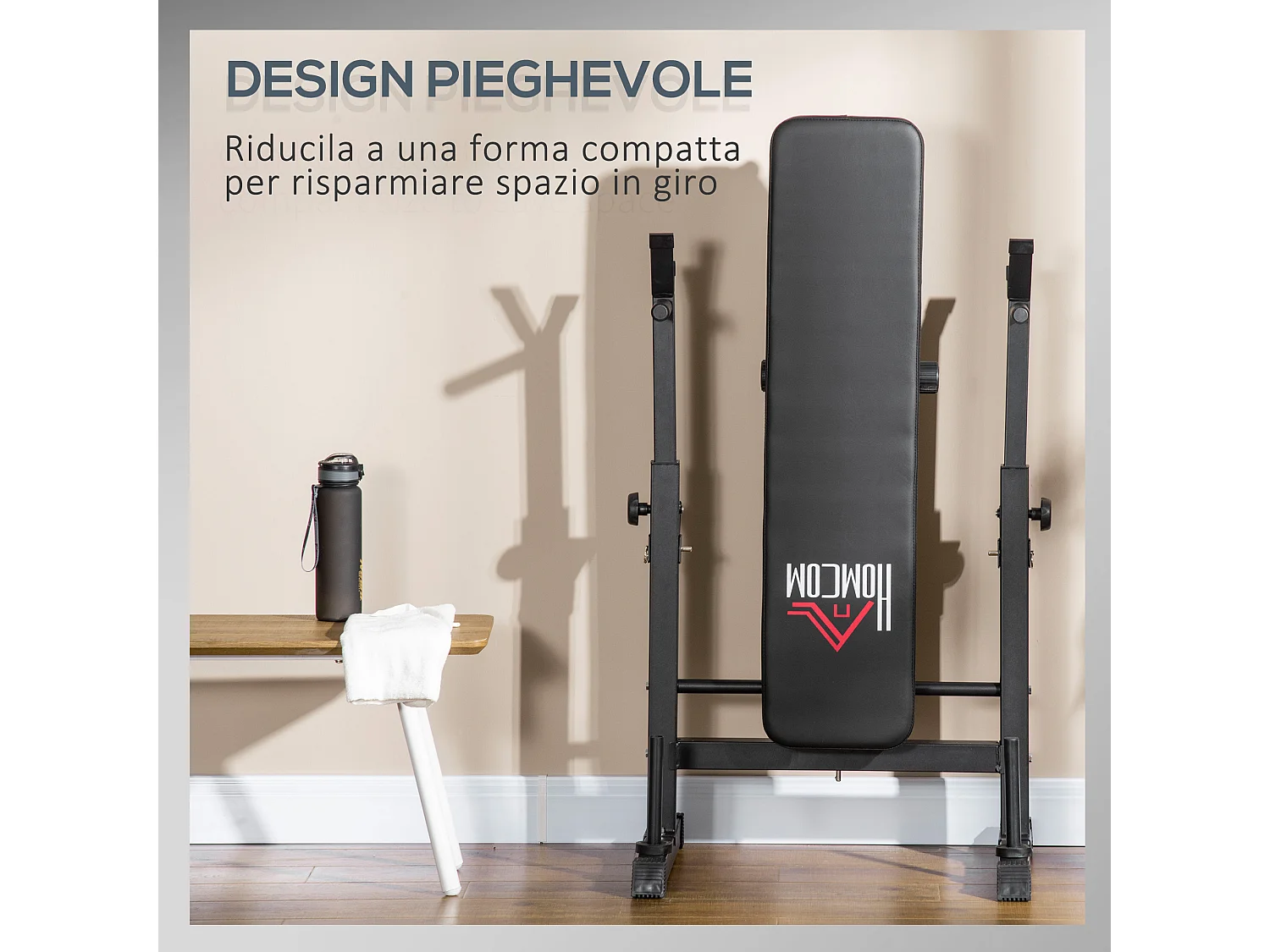 Panca pesi pieghevole e multiuso con 8 altezze regolabili in acciaio e pu