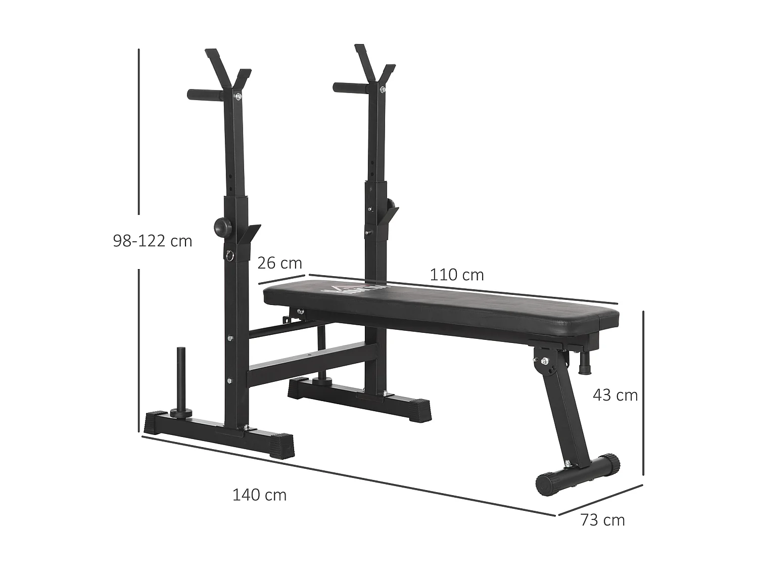 Panca pesi pieghevole e multiuso con 8 altezze regolabili in acciaio e pu