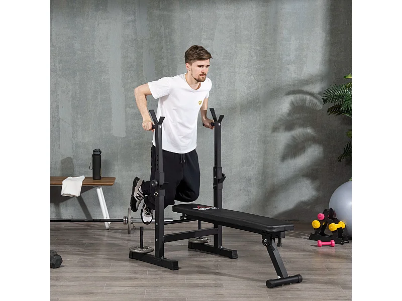 Panca pesi pieghevole e multiuso con 8 altezze regolabili in acciaio e pu