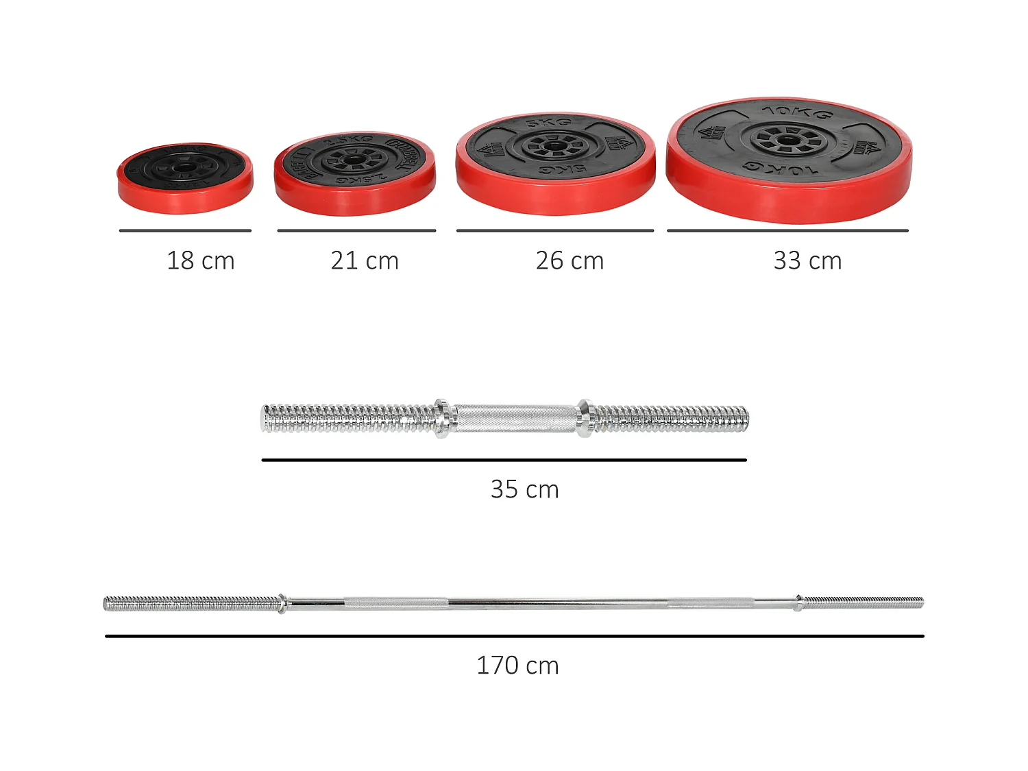 Set bilanciere e dischi 65kg tot in metallo sabbia di ferro e gomma