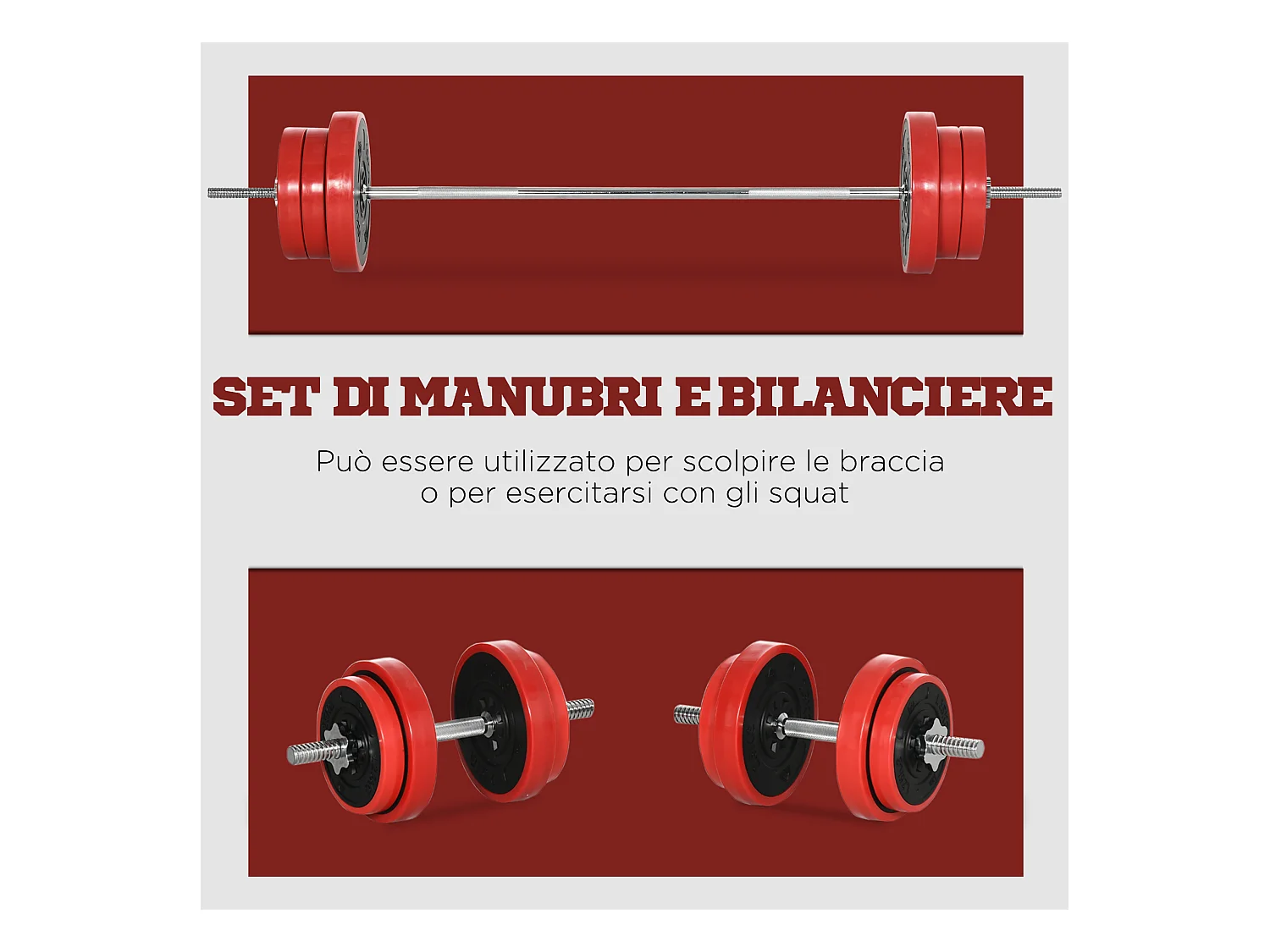 Set bilanciere e dischi 65kg tot in metallo sabbia di ferro e gomma