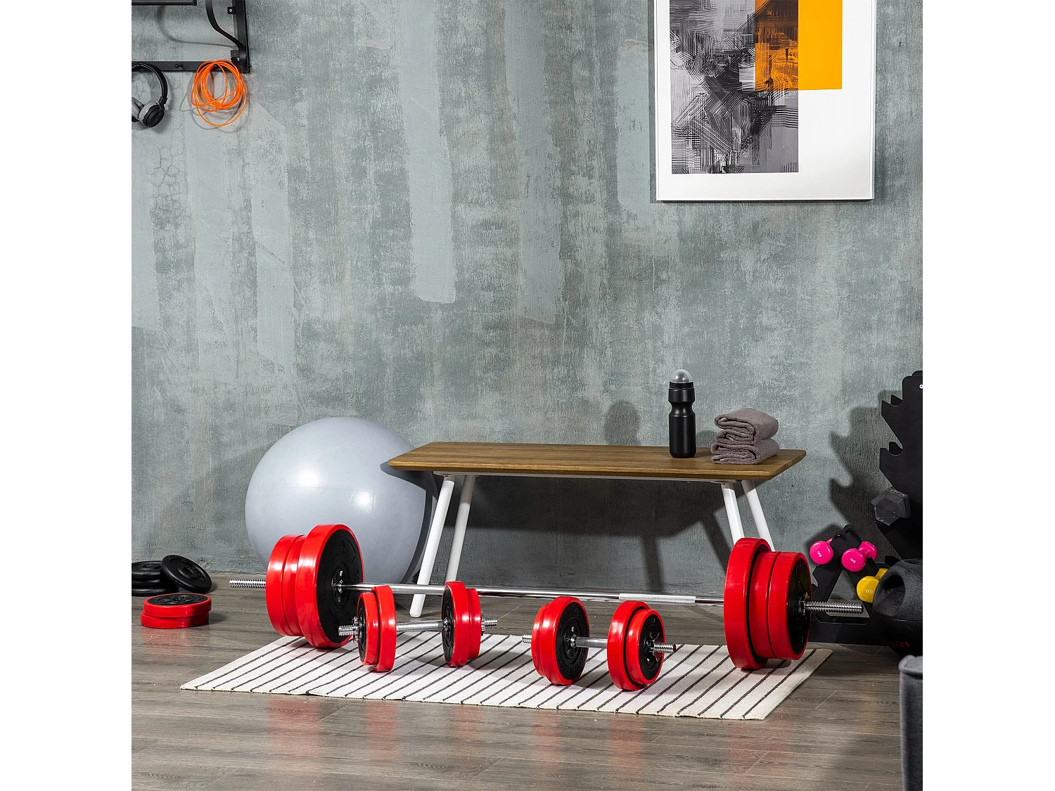 Set bilanciere e dischi 65kg tot in metallo sabbia di ferro e gomma