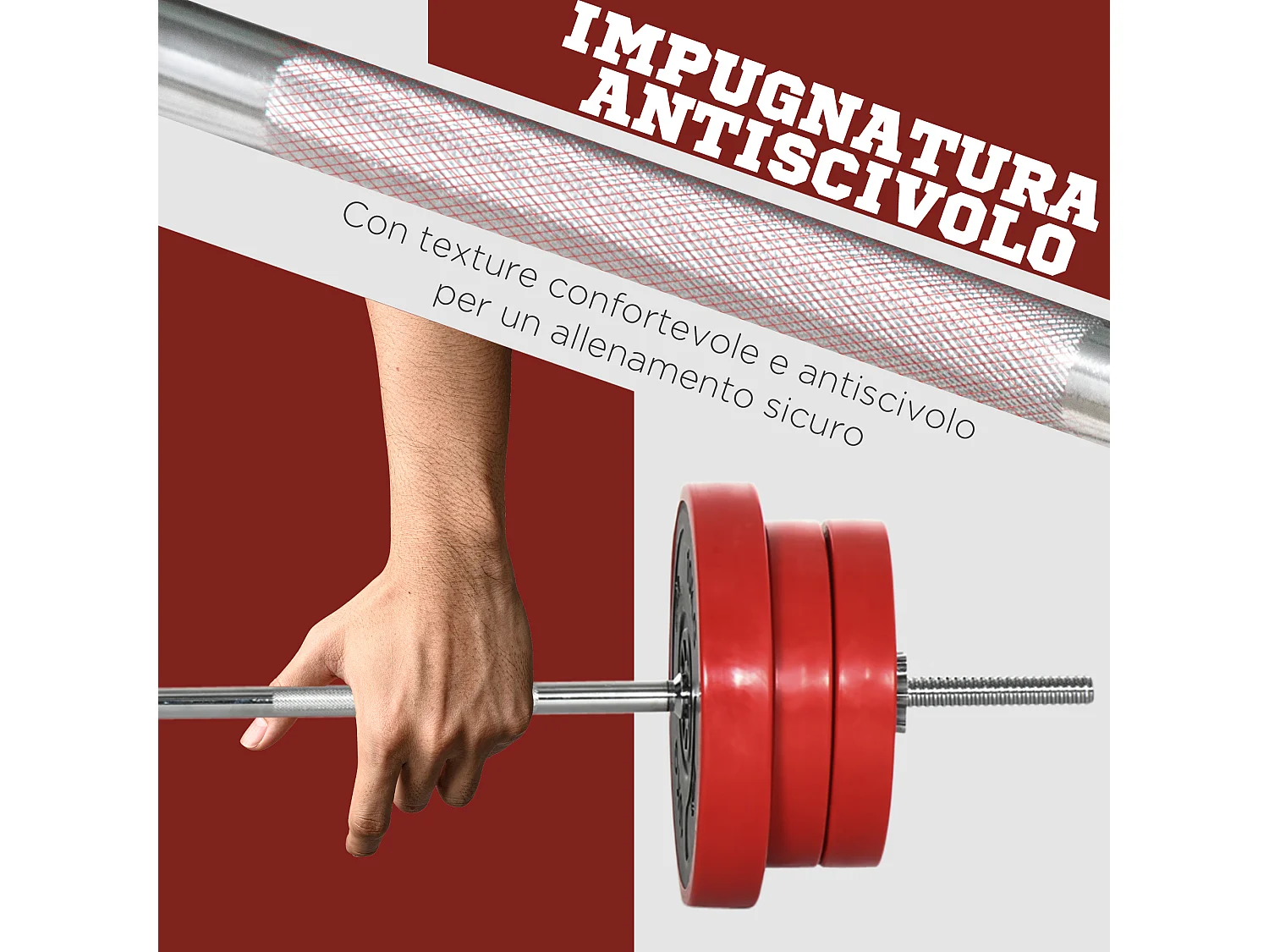 Set bilanciere e dischi 65kg tot in metallo sabbia di ferro e gomma