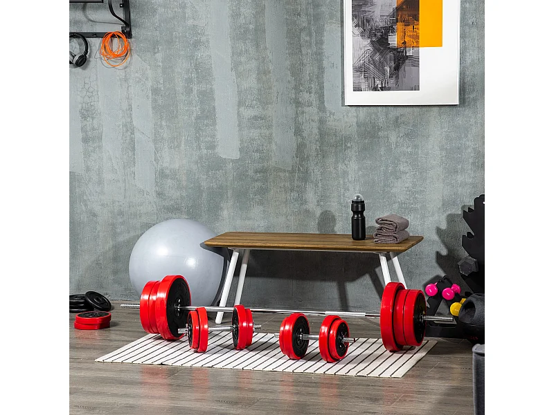 Set bilanciere e dischi 65kg tot in metallo sabbia di ferro e gomma