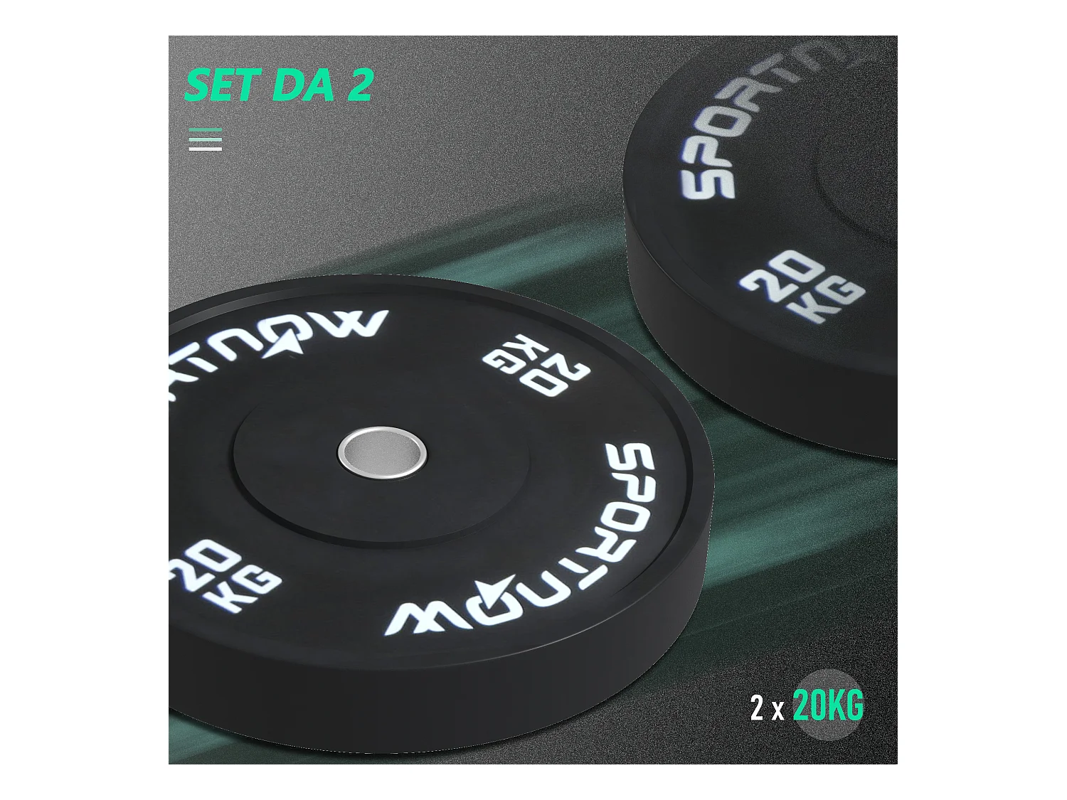 Set 2 dischi palestra da 20kg per bilanciere e manubri con attacco ø5cm