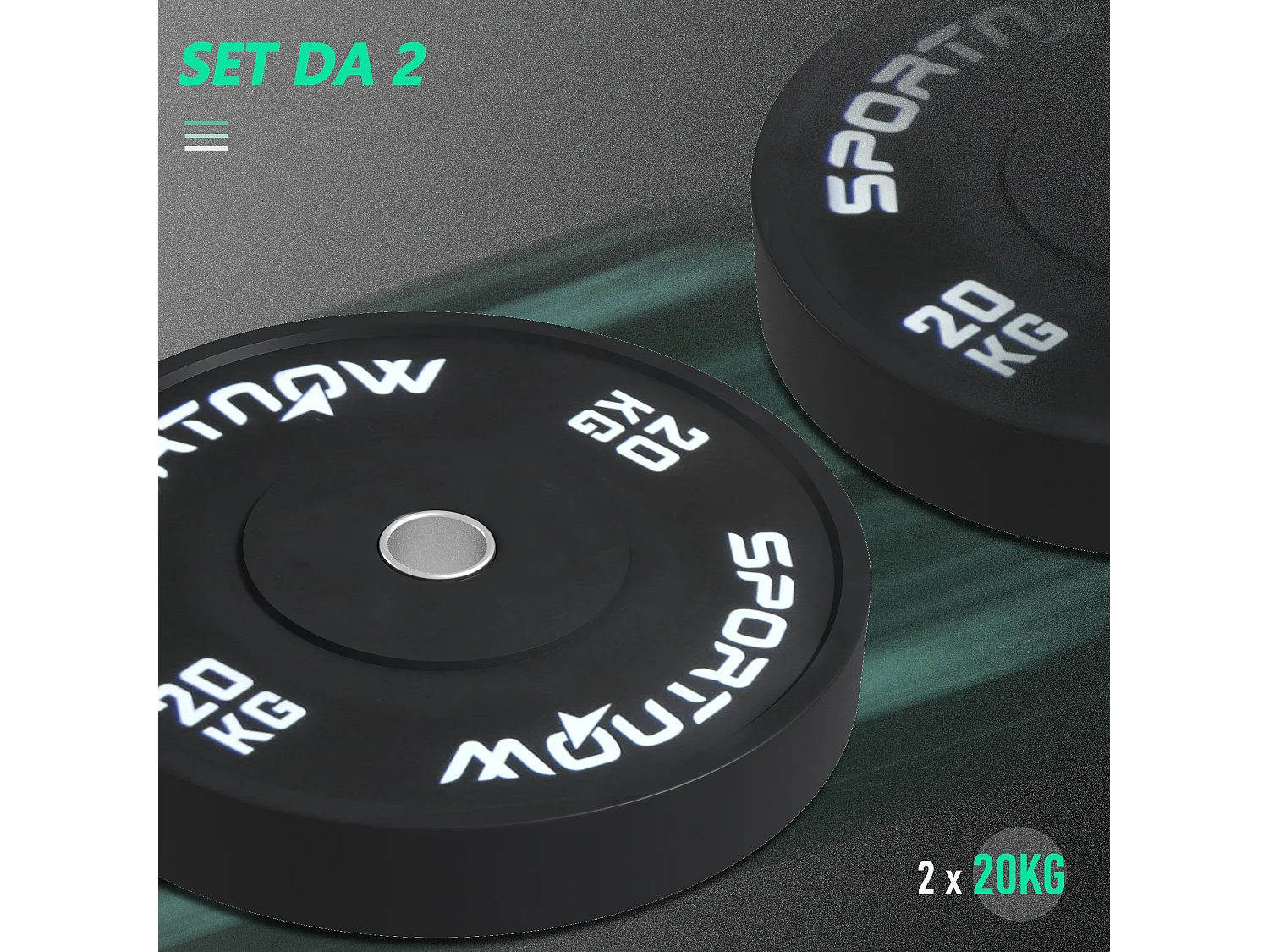 Set 2 dischi palestra da 20kg per bilanciere e manubri con attacco ø5cm