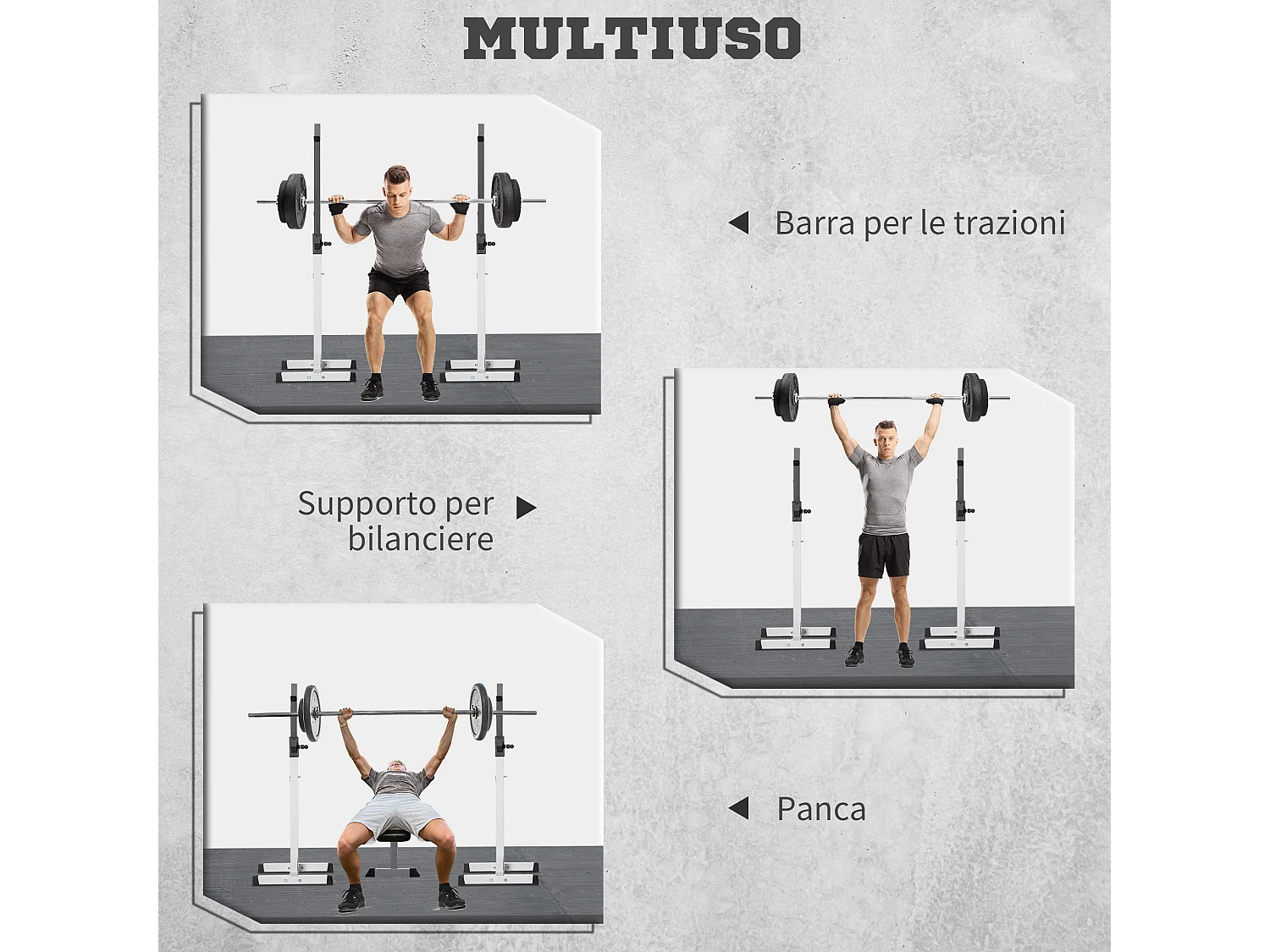 Porta bilanciere universale con altezza regolabile carico max. 150kg