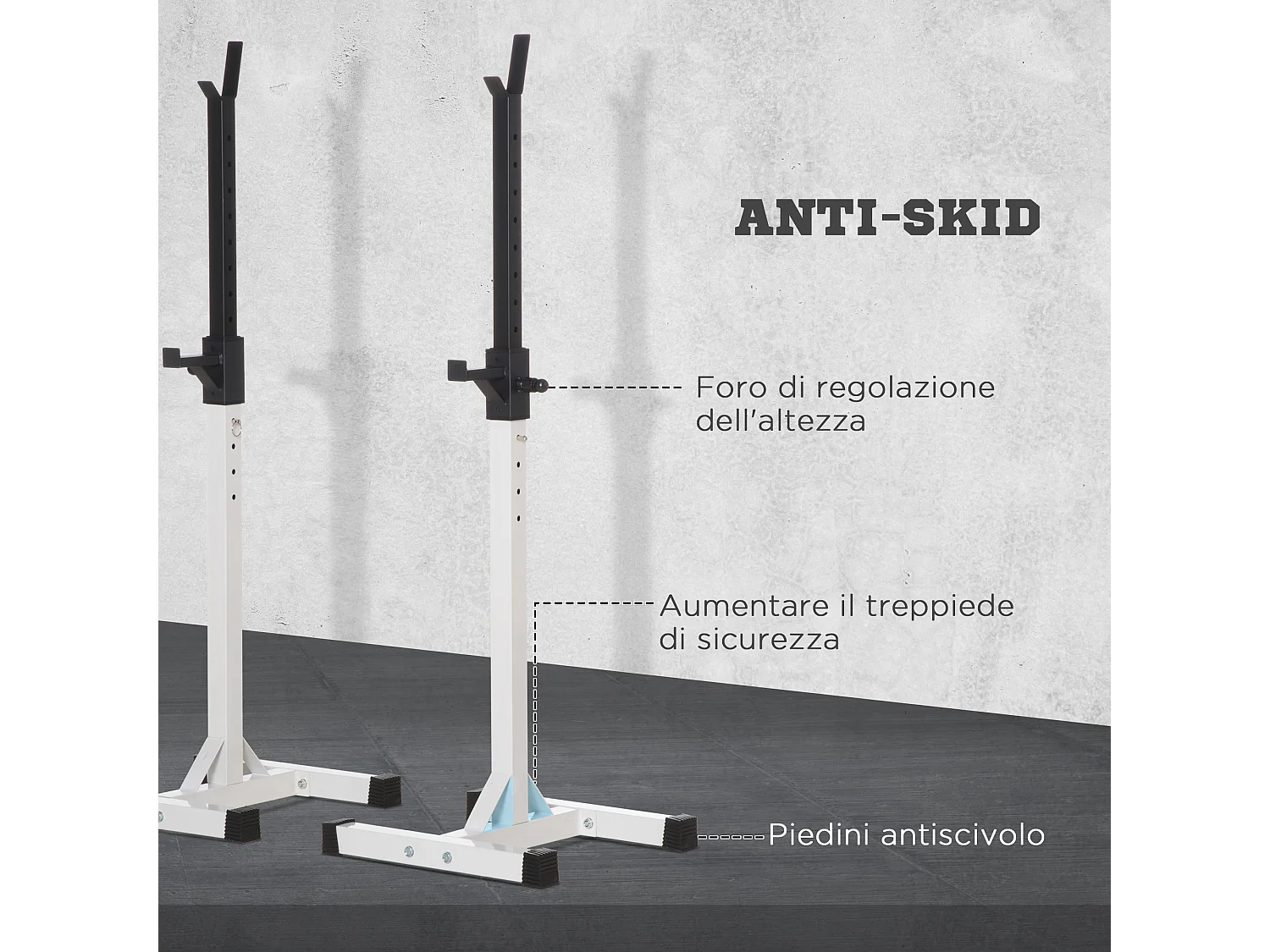 Porta bilanciere universale con altezza regolabile carico max. 150kg
