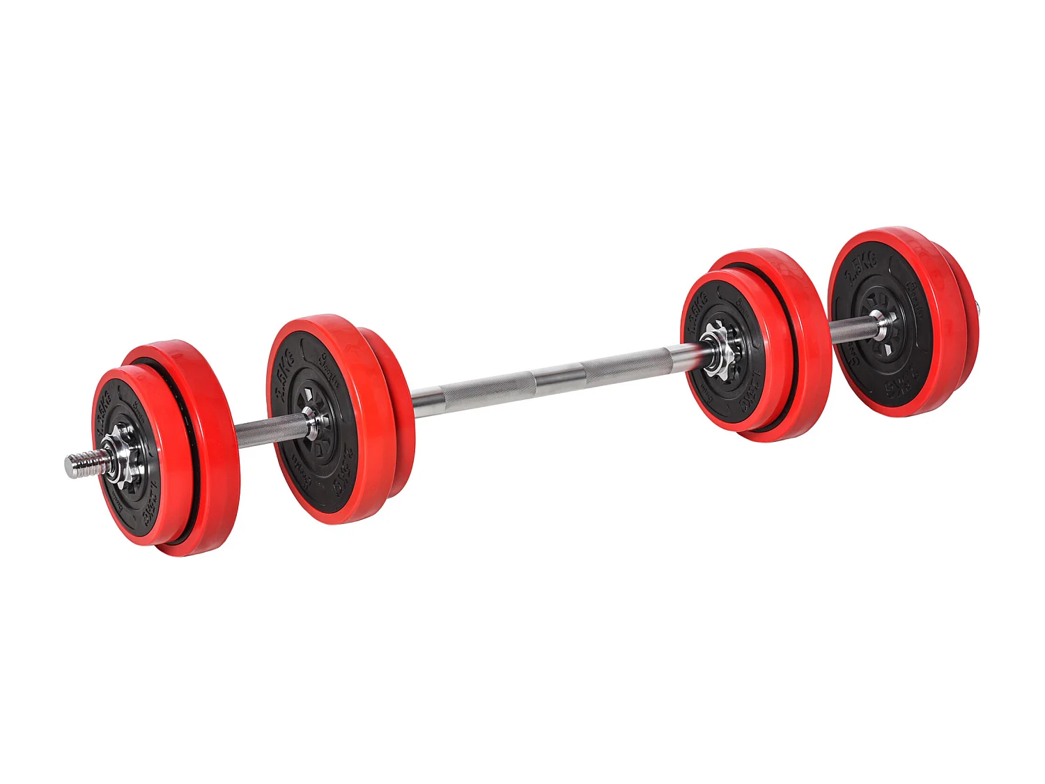 Set bilanciere e manubri pesi da 20kg dischi rivestiti in pp antigraffio