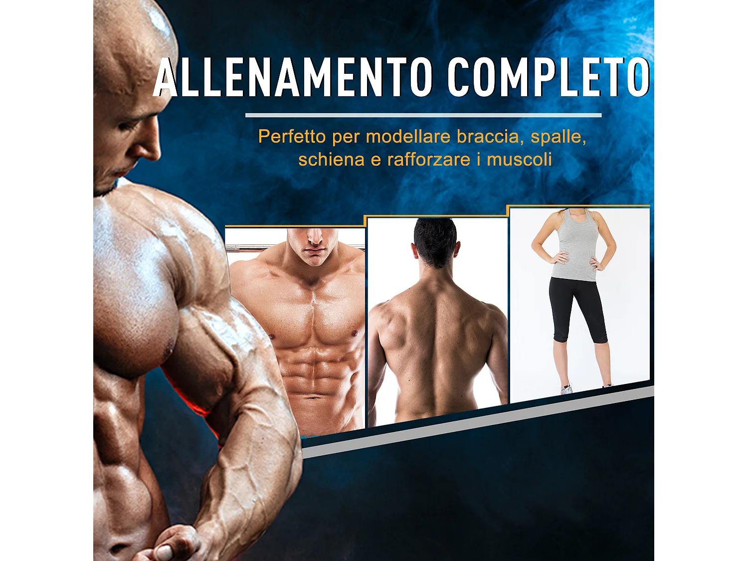 Set bilanciere e manubri pesi da 20kg dischi rivestiti in pp antigraffio