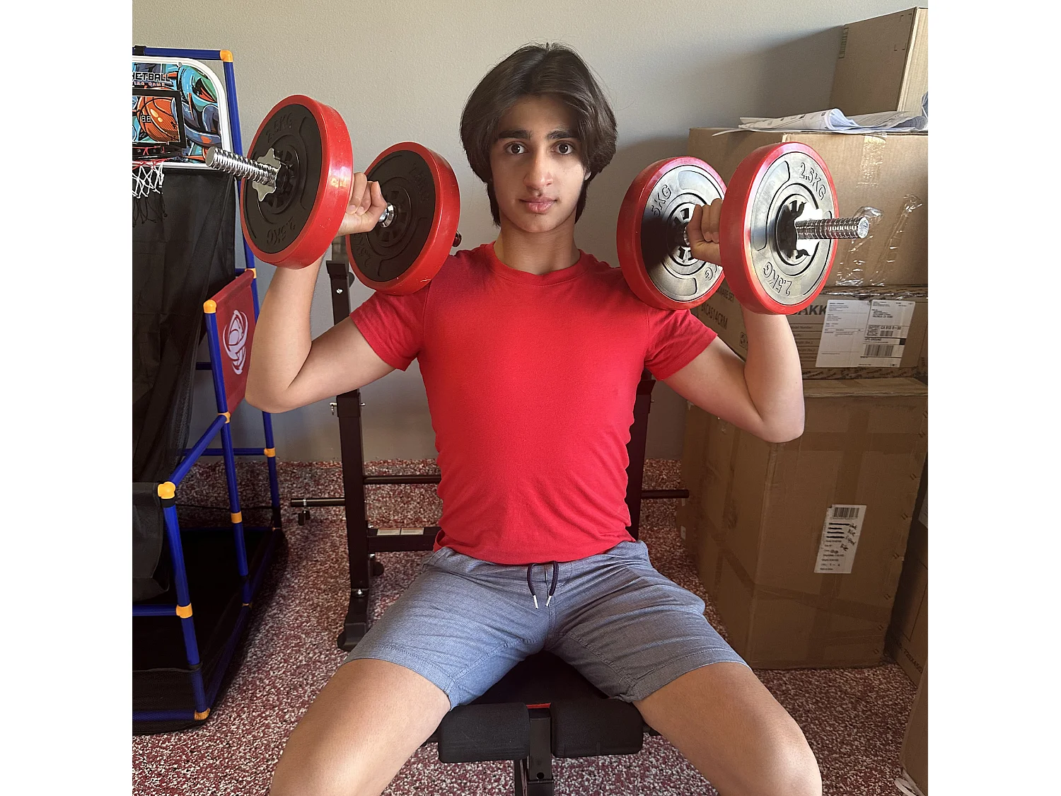 Set bilanciere e manubri pesi da 20kg dischi rivestiti in pp antigraffio