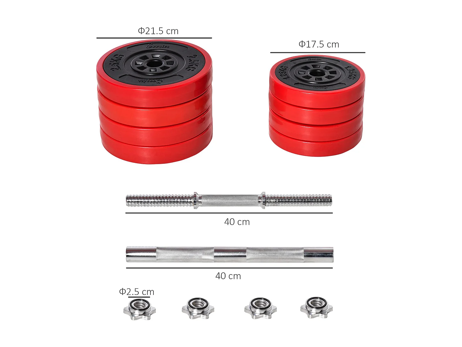 Set bilanciere e manubri pesi da 20kg dischi rivestiti in pp antigraffio