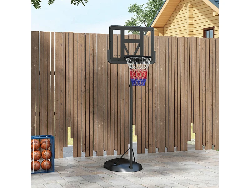 Canestro basket ad altezza regolabile in acciaio e pe nero