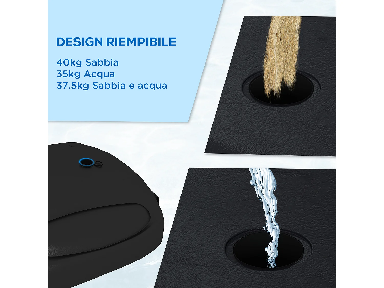 Canestro basket ad altezza regolabile in acciaio e pe nero