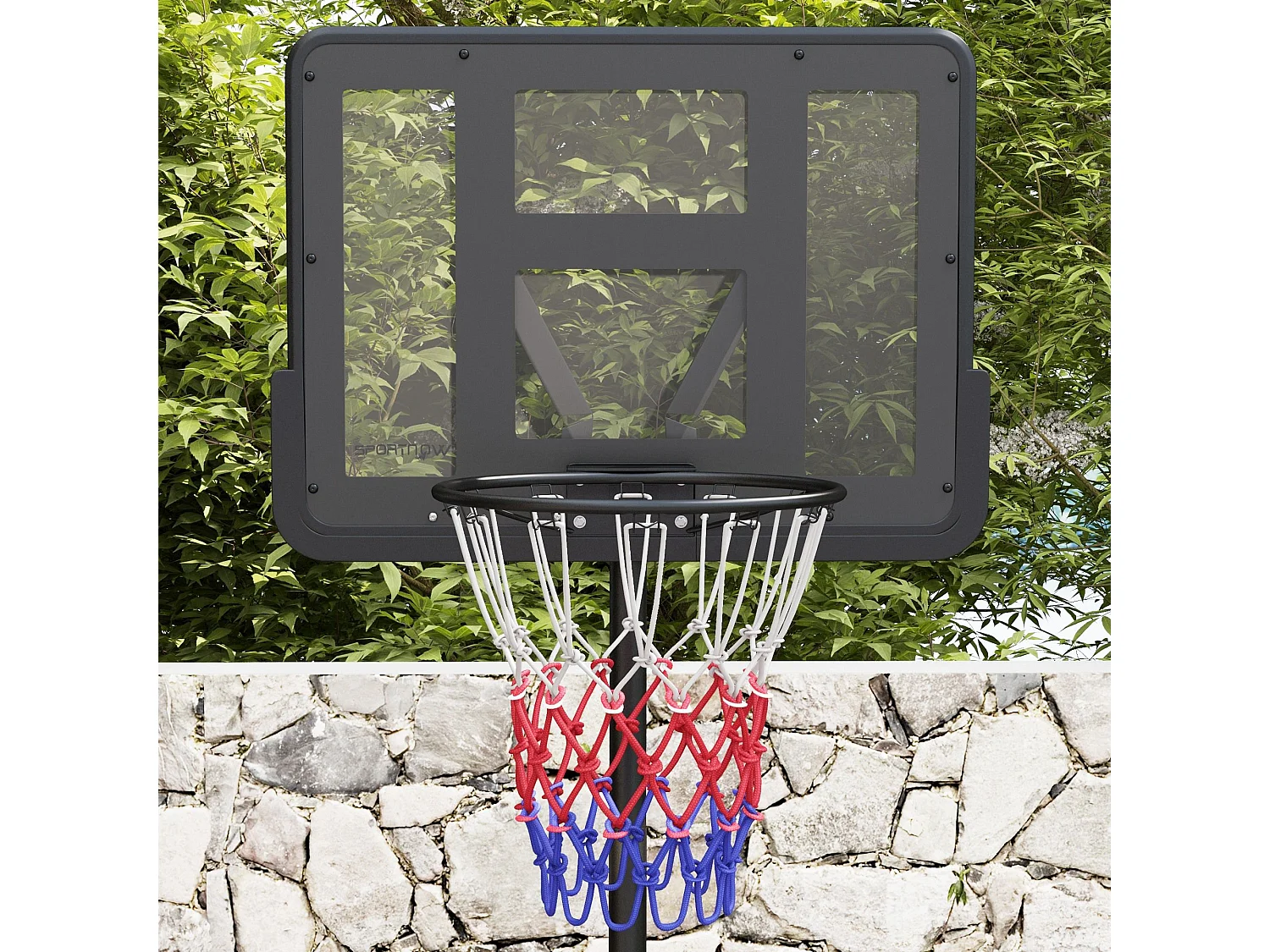 Canestro basket ad altezza regolabile in acciaio e pe nero