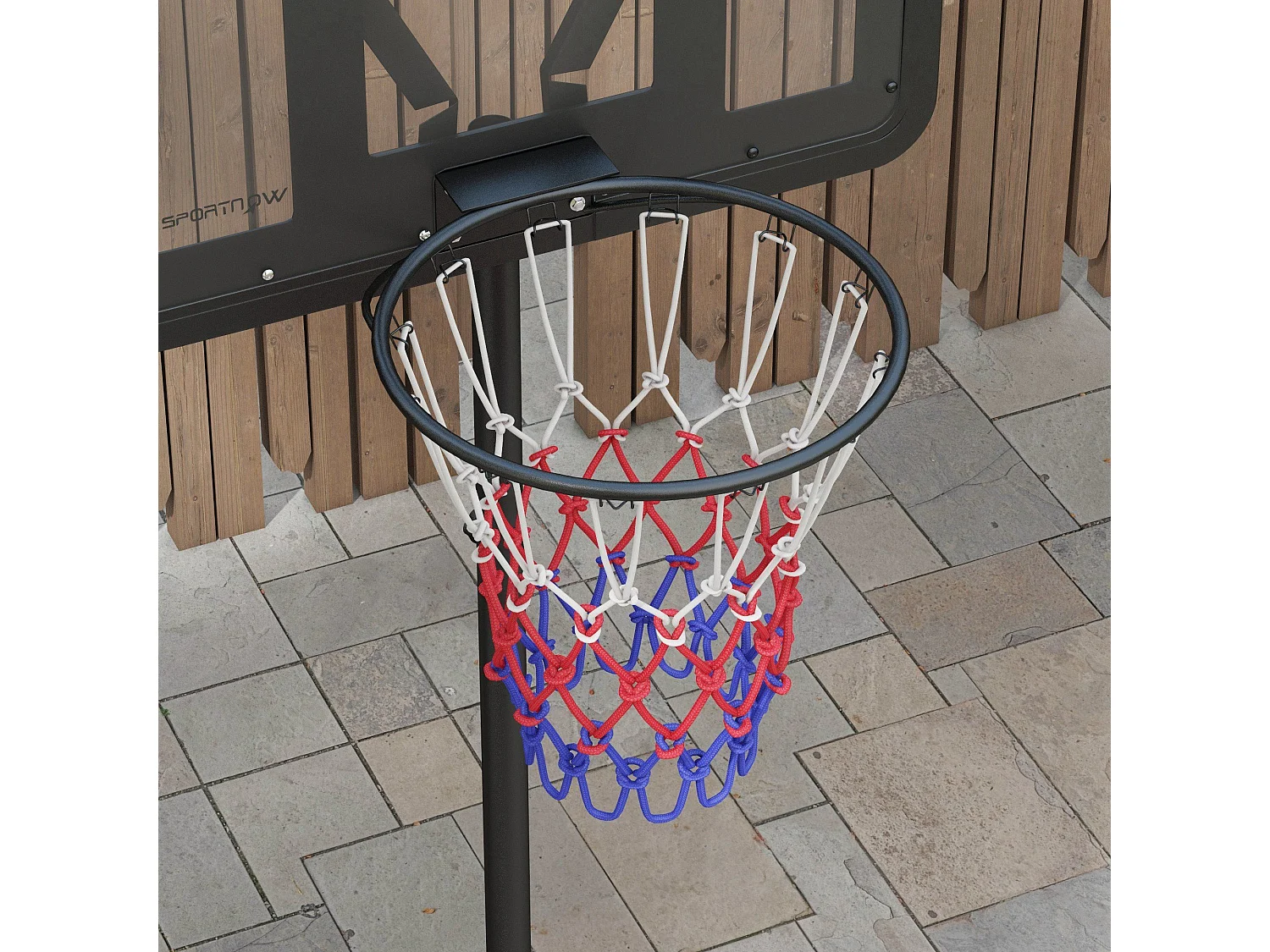 Canestro basket ad altezza regolabile in acciaio e pe nero