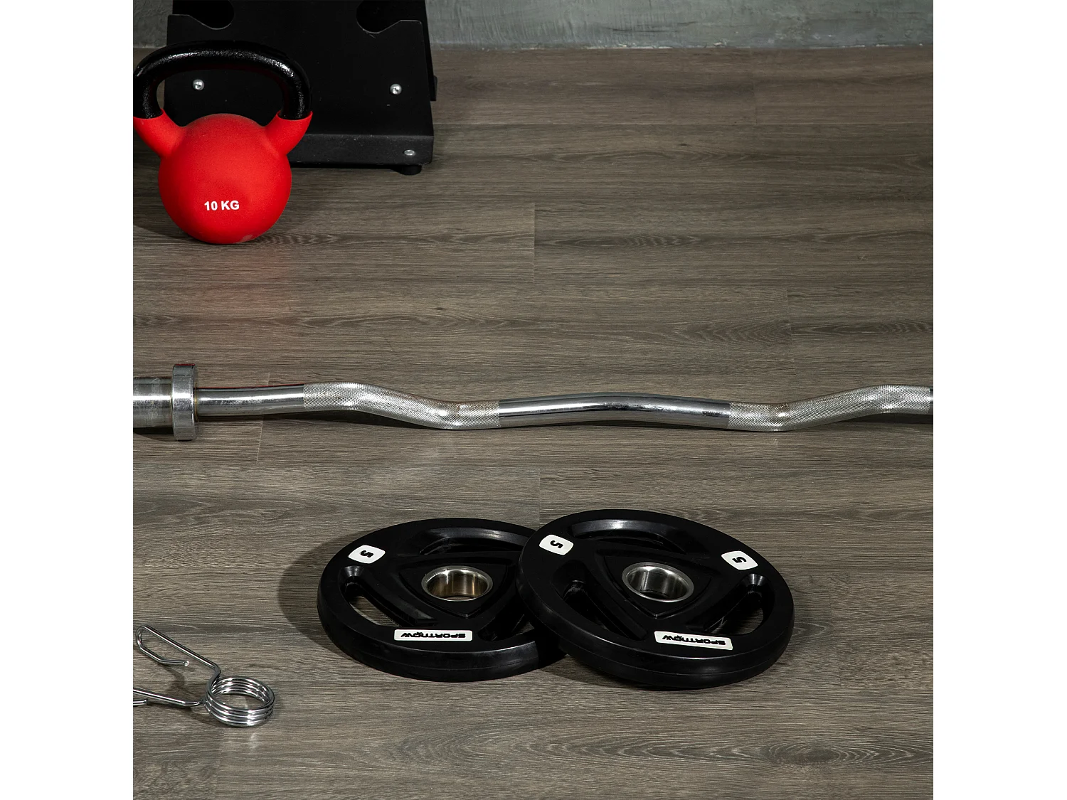 Set 2 dischi pesi in acciaio con rivestimento in gomma per bilanciere