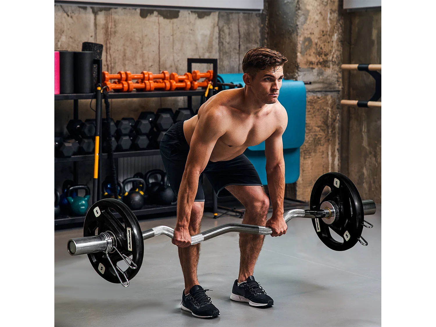 Set 2 dischi pesi in acciaio con rivestimento in gomma per bilanciere