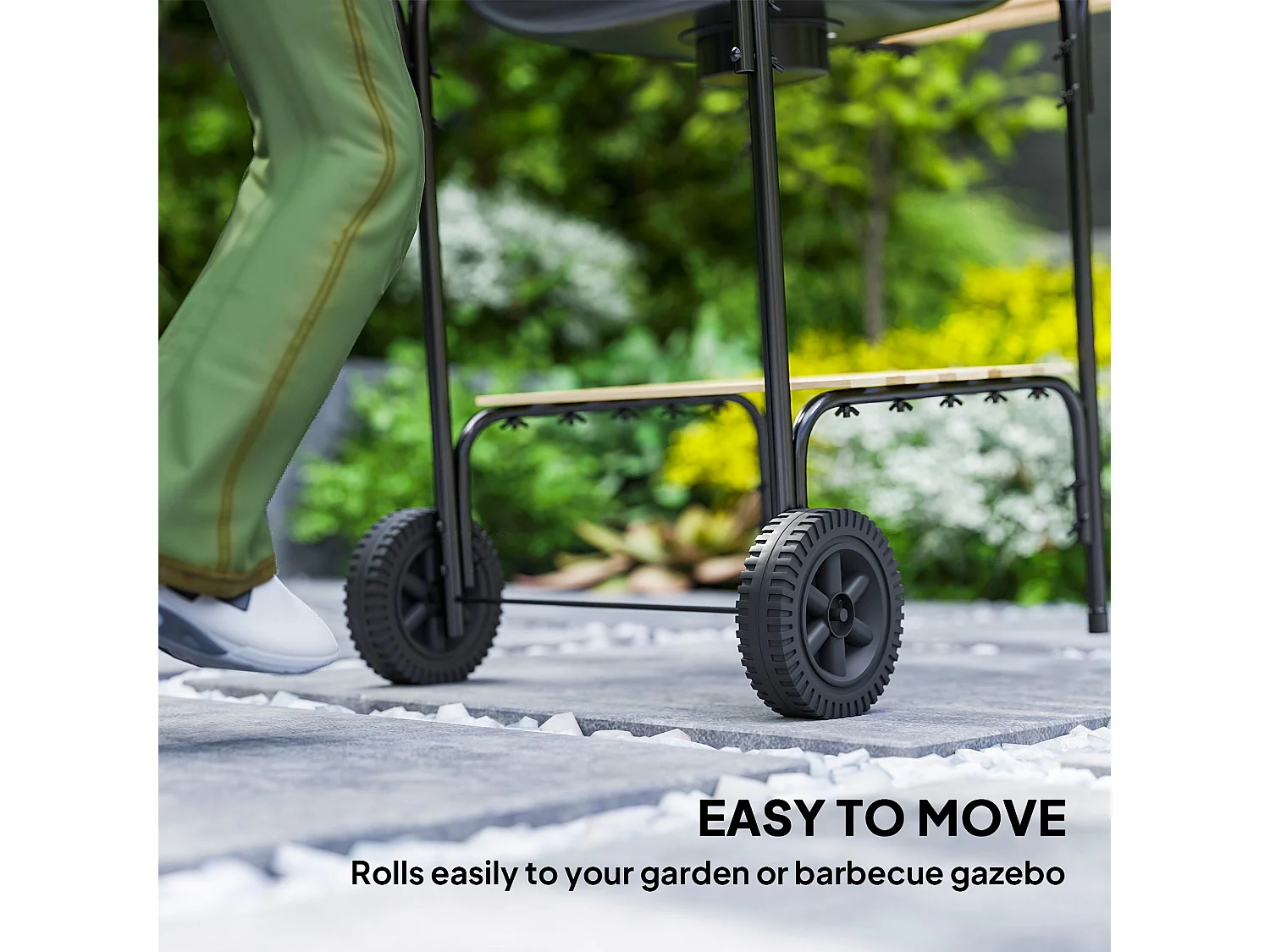 Barbecue a carbone con 3 ripiani ruote e coperchio con ventola rosso