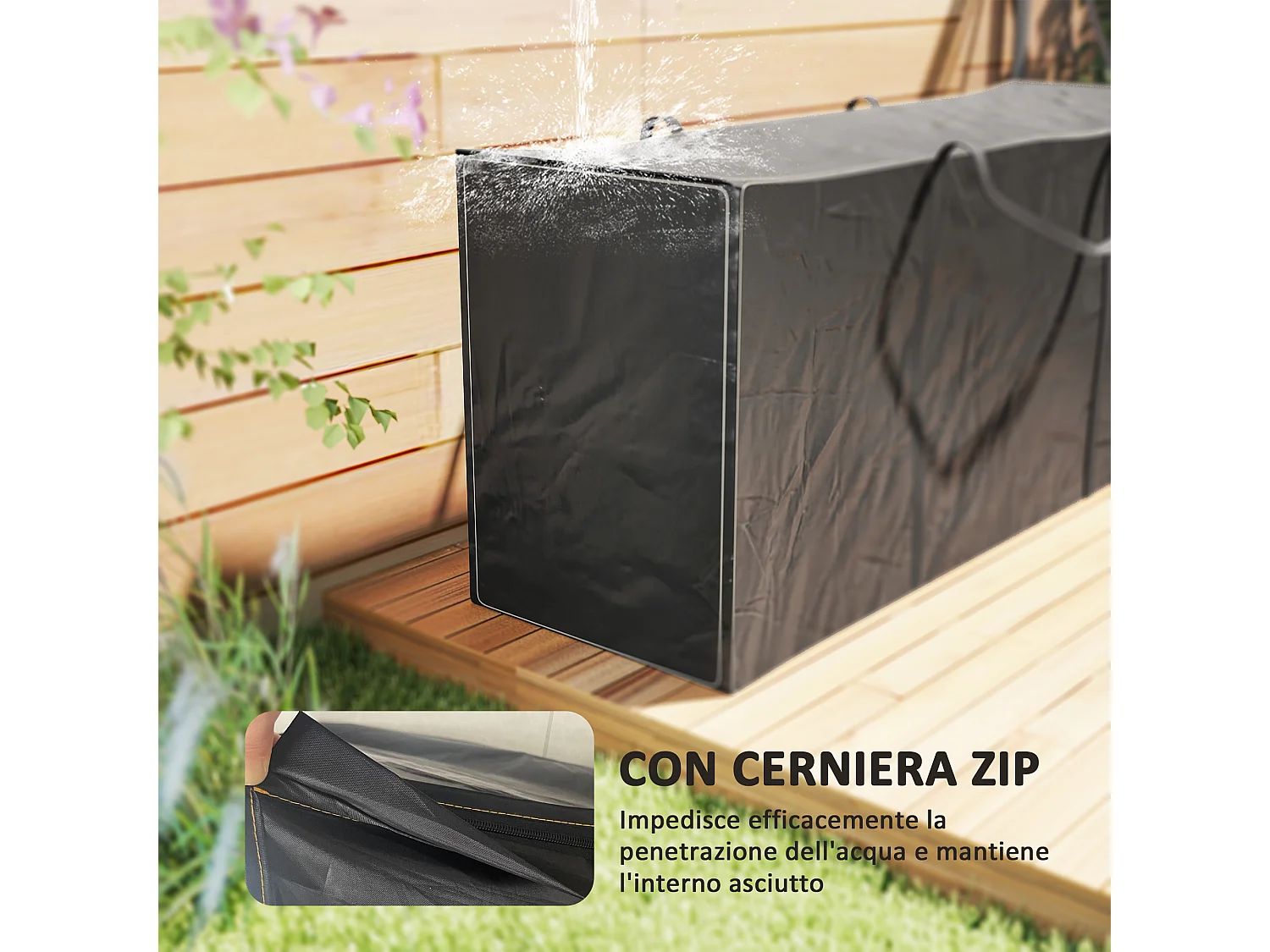 Borsa portaoggetti da 720l con 2 cerniere e maniglie in poliestere nero