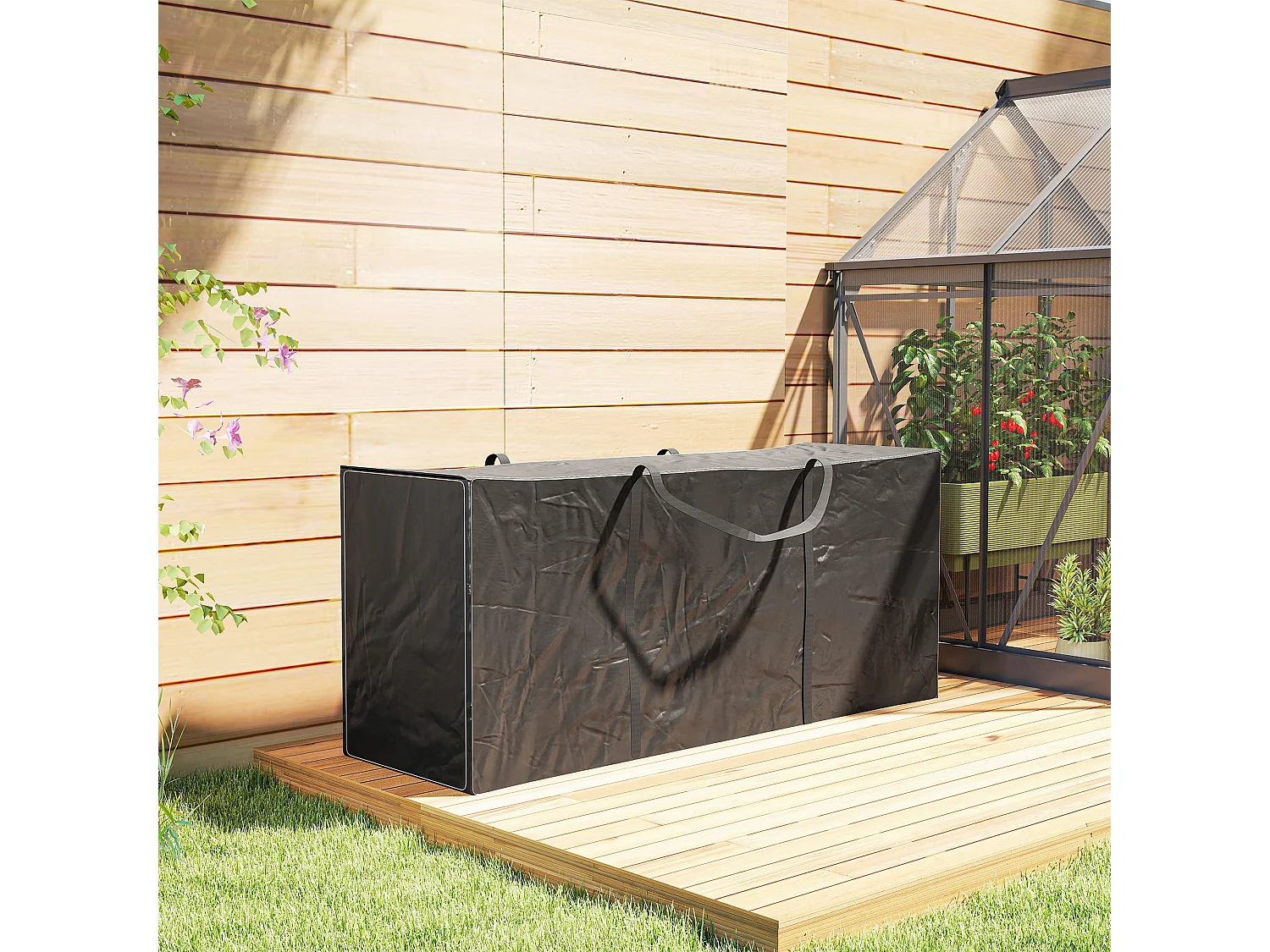 Borsa portaoggetti da 720l con 2 cerniere e maniglie in poliestere nero