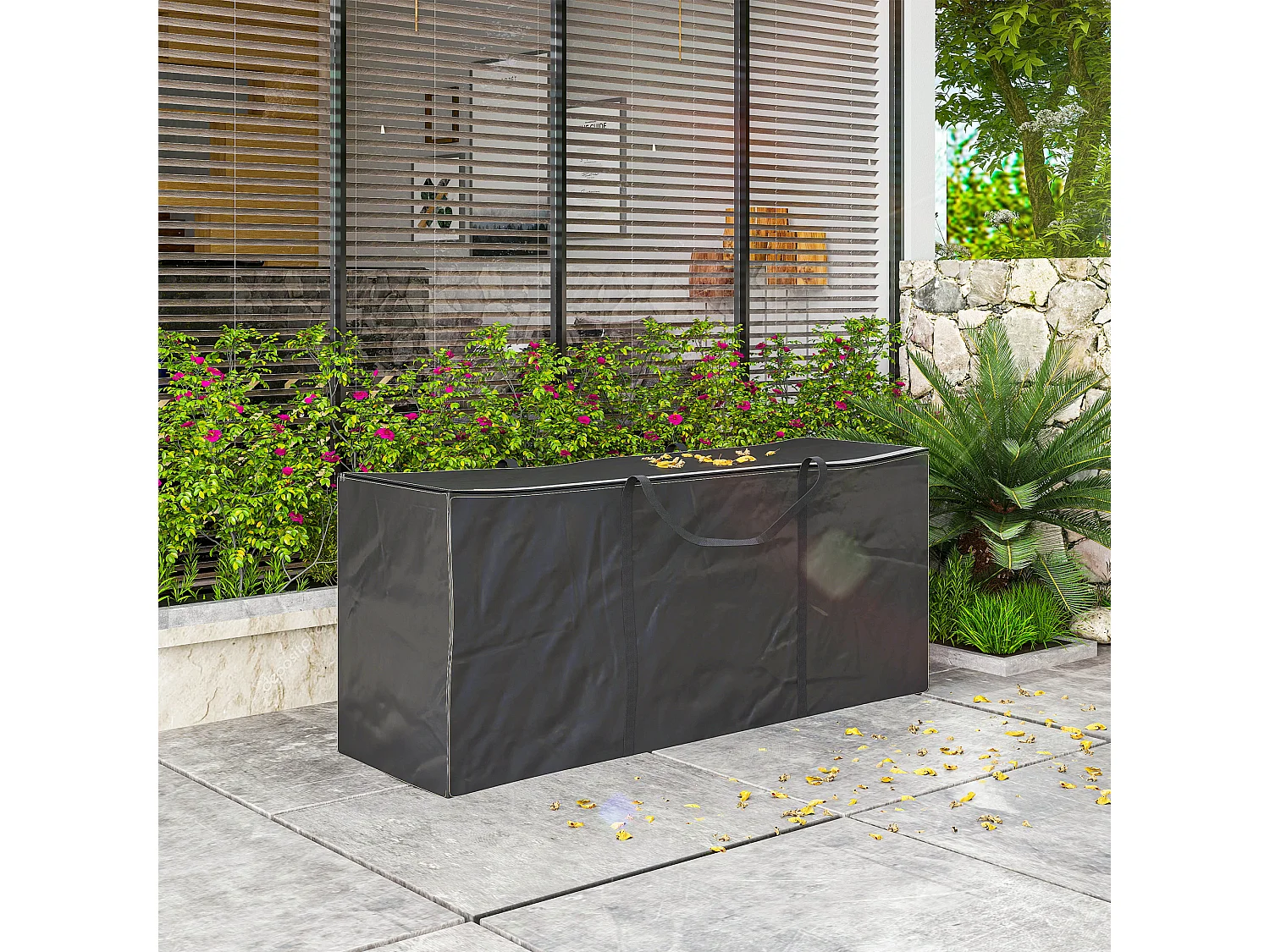 Borsa portaoggetti da 720l con 2 cerniere e maniglie in poliestere nero