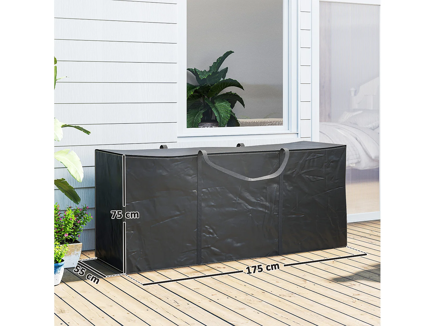 Borsa portaoggetti da 720l con 2 cerniere e maniglie in poliestere nero