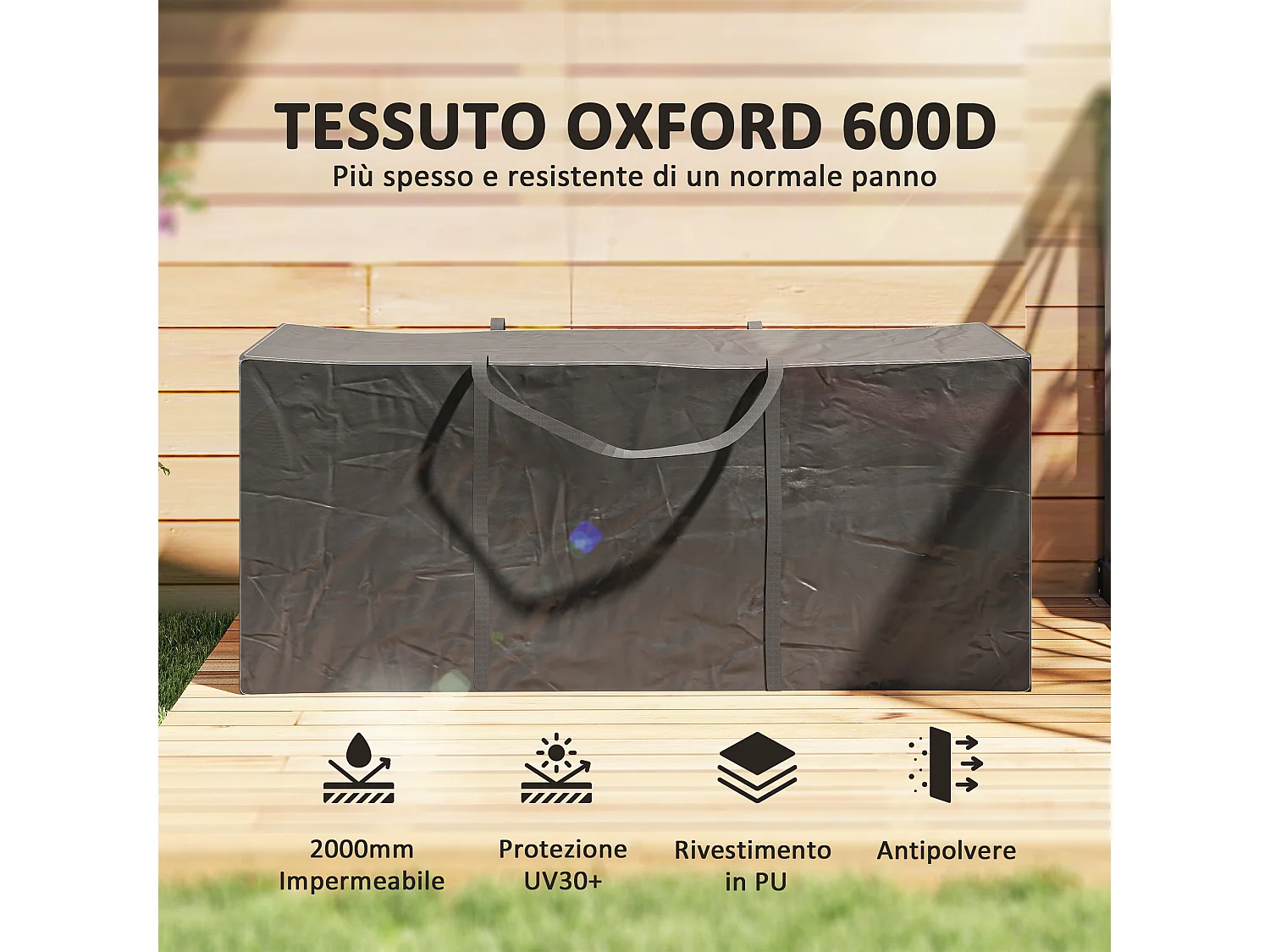 Borsa portaoggetti da 720l con 2 cerniere e maniglie in poliestere nero