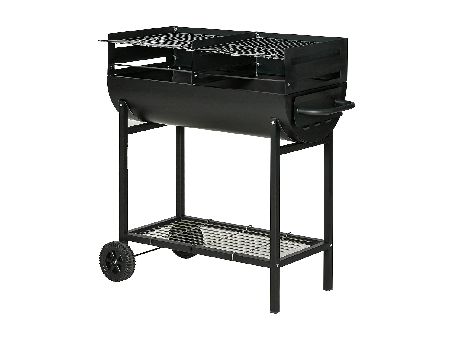 Barbecue in acciaio con 2 griglie indipendenti 90x45x96 cm