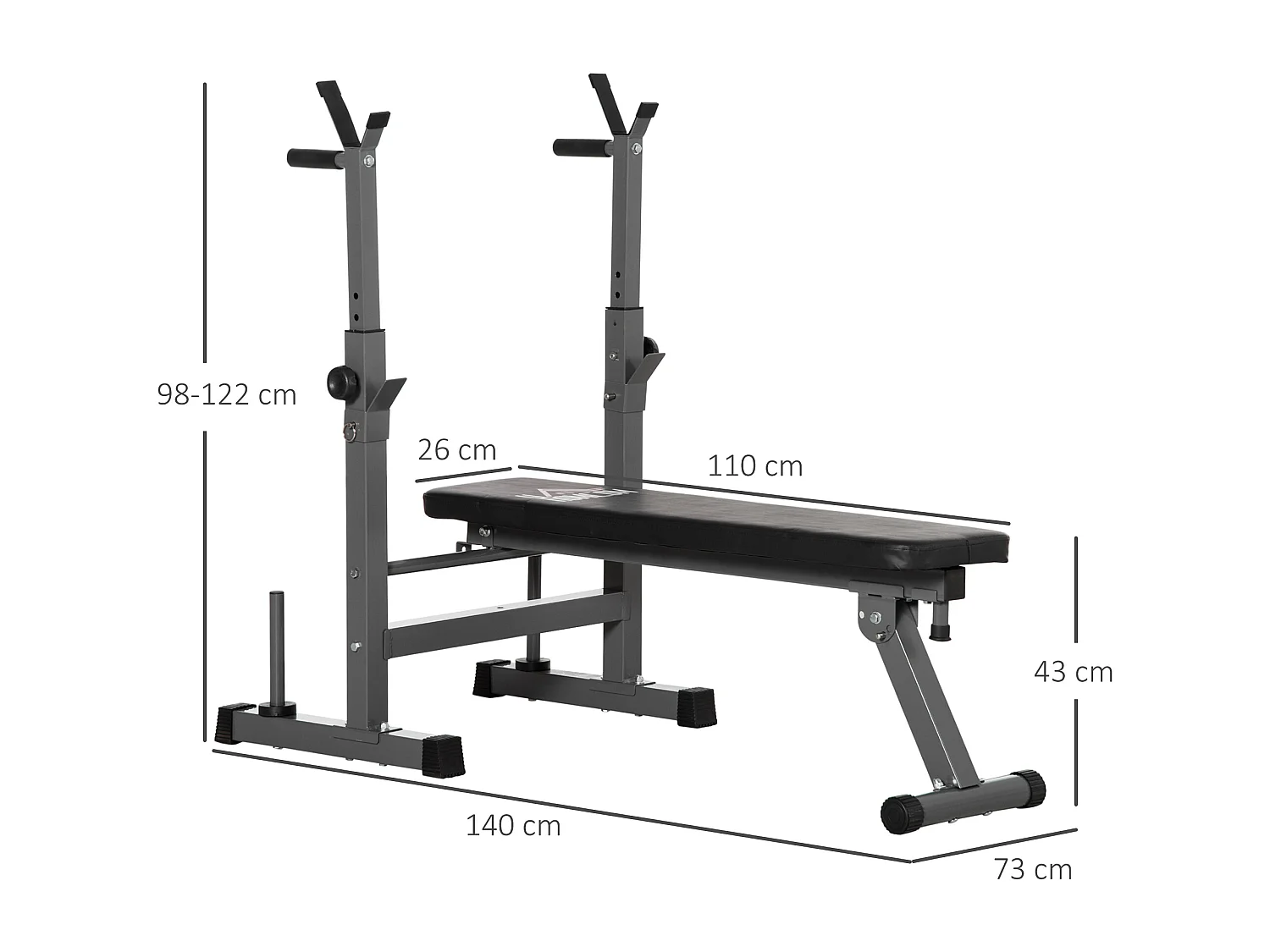 Panca pesi pieghevole e multiuso 8 altezze regolabili in acciaio grigio