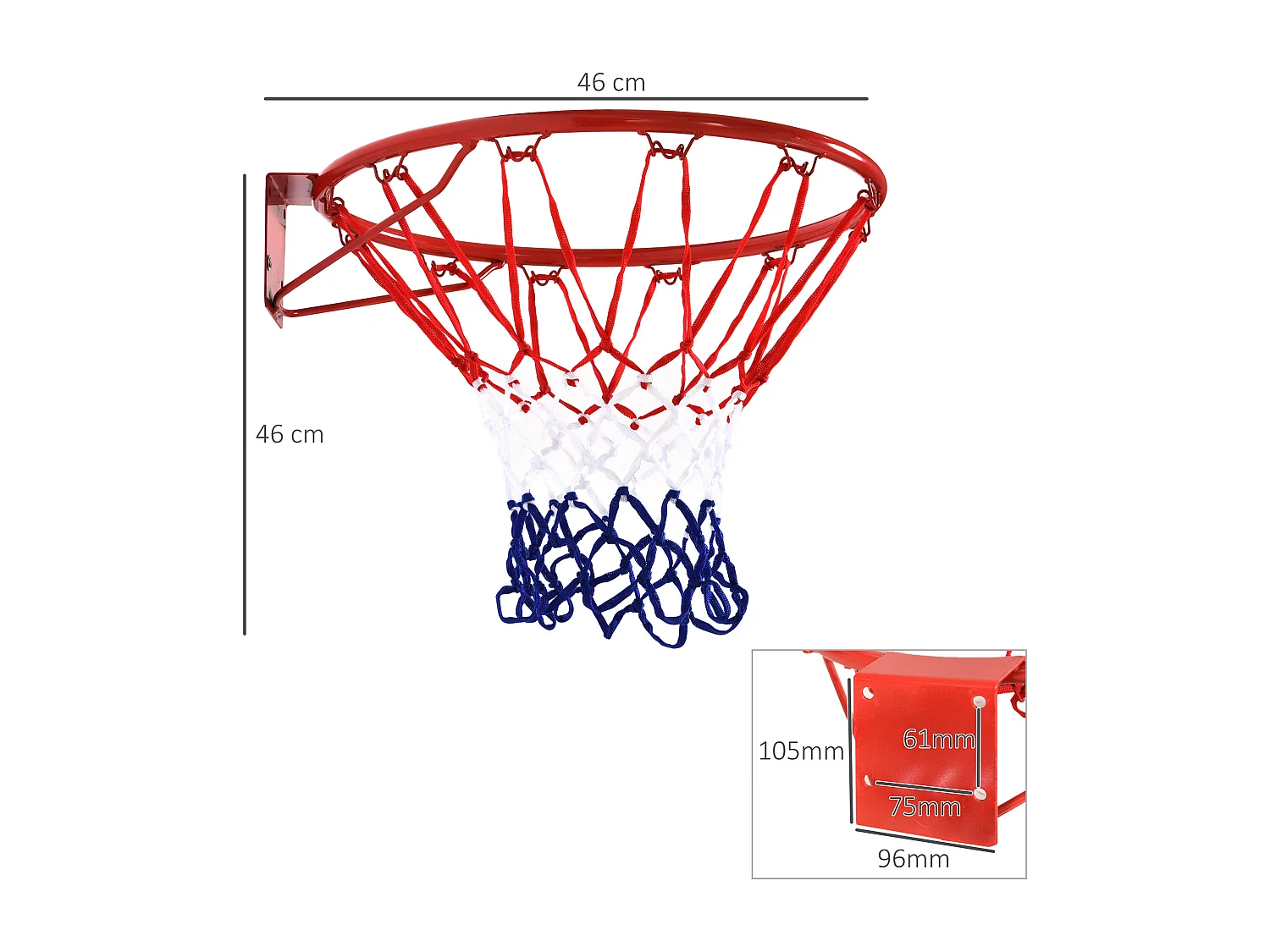 Canestro basket in ferro e rete in nylon per esterno e interno, φ46cm