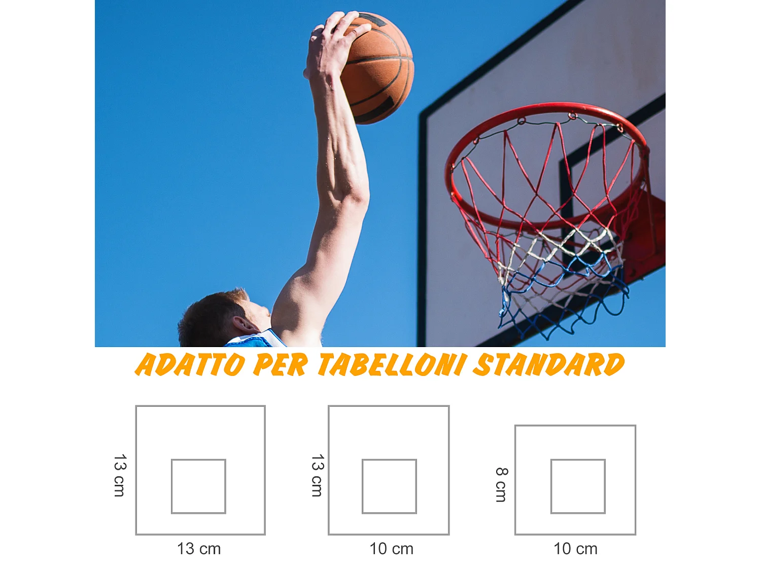 Canestro basket in ferro e rete in nylon per esterno e interno, φ46cm