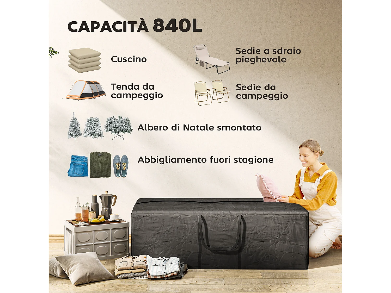 Sacca per albero di natale 840l impermeabile doppia cerniera e manici