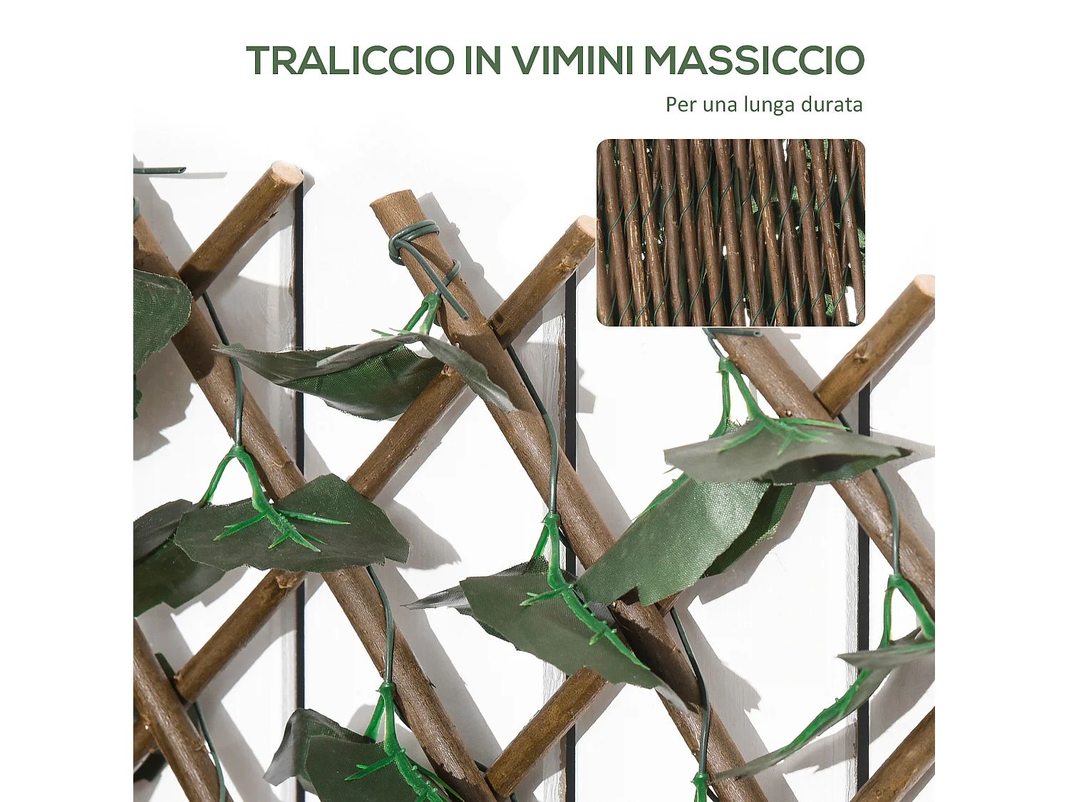 Siepe artificiale a 2 sezioni da 356 foglie di edera verde e marrone