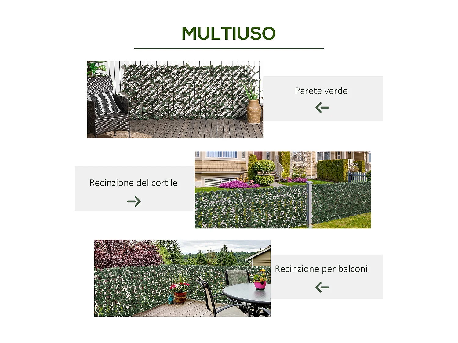 Siepe artificiale a 2 sezioni da 356 foglie di edera verde e marrone